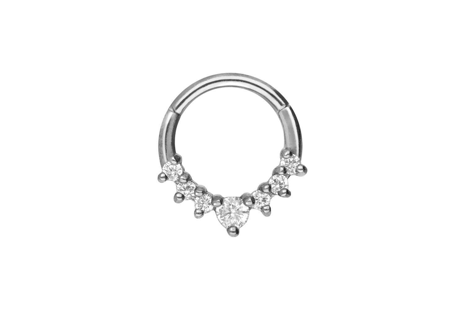 Nasenpiercing Chirurgenstahl Segmentring Clicker 7 EINGEFASSTE KRISTALLE Ohrpiercing