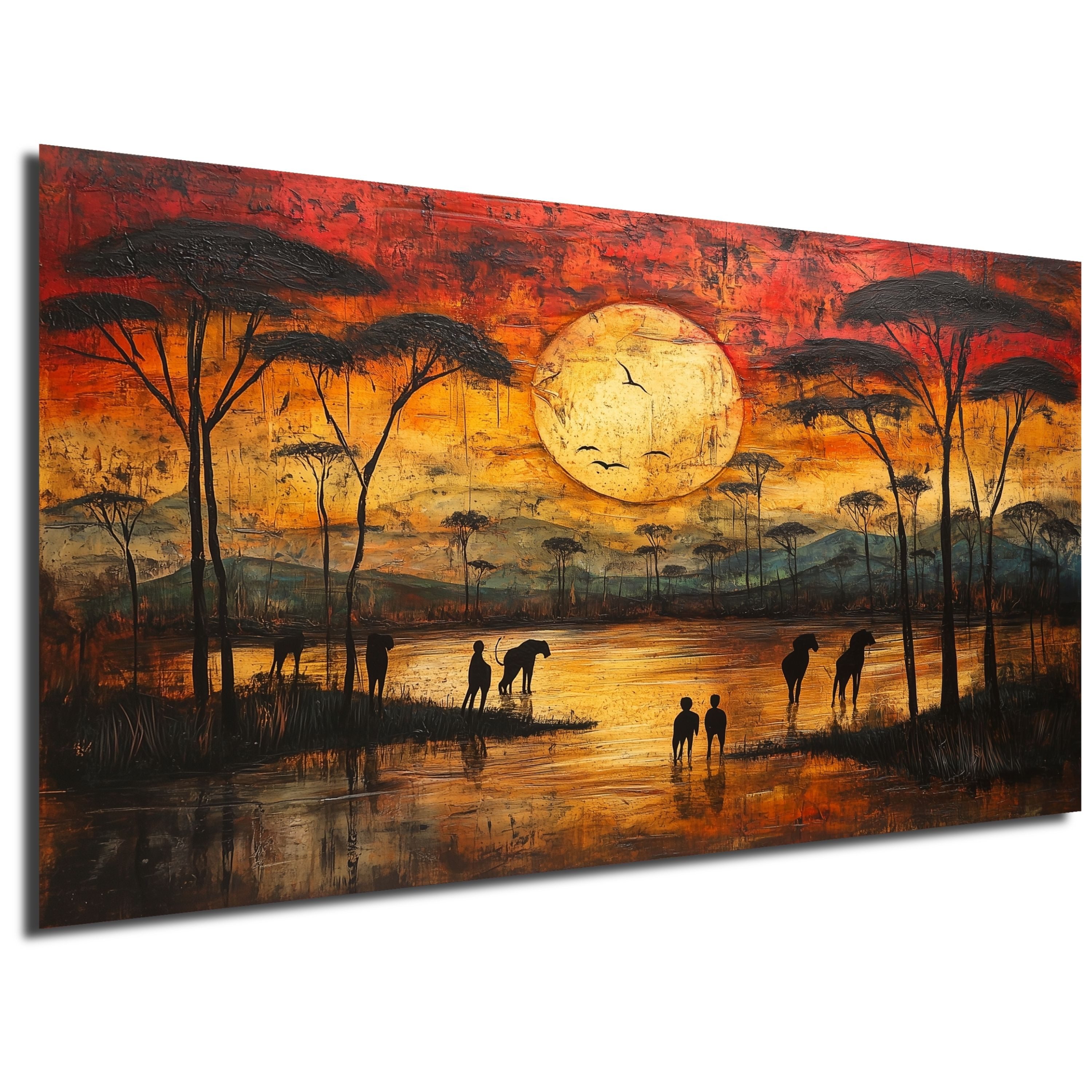 DARO Design Leinwandbild Modern Abstrakt Wandbilder XXL Wandbild Wand Deko Leinwand Bilder, (Sonnenaufgang Afrika - Bild Groß Wohnzimmer Schlafzimmer Küche Esszimmer Einteilig Querformat Fotodruck Leinwände Wanddeko Abstrakte Kunst Boho), 30x20cm