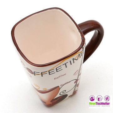 Neuetischkultur Tasse Kaffeebecher Coffeetime, eckig Dolomite, Keramik, eckige Form