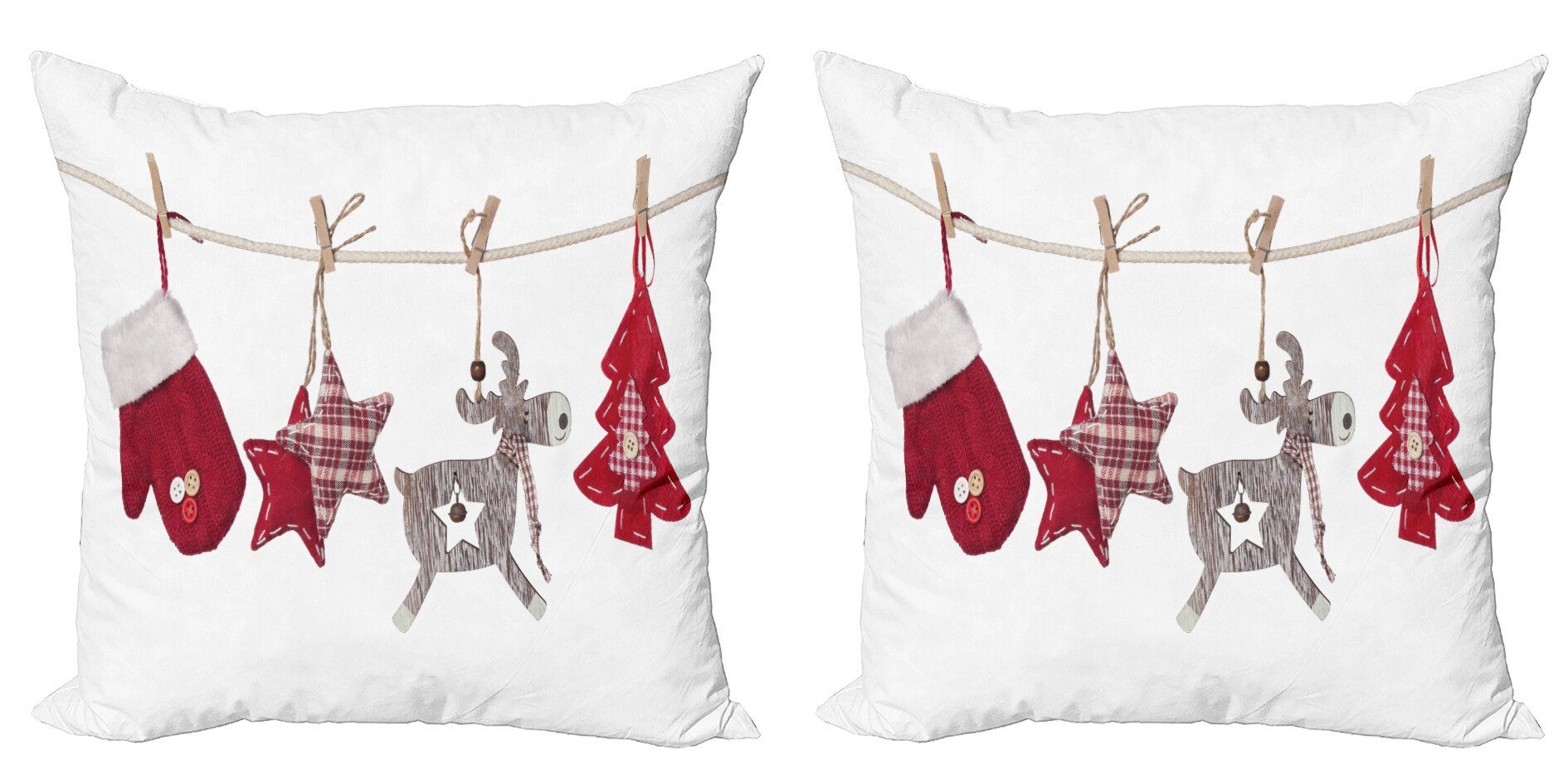 Abakuhaus Подушкиbezüge Modern Accent Doppelseitiger Digitaldruck, (2 Stück), Weihnachten Retro-Elemente am Seil