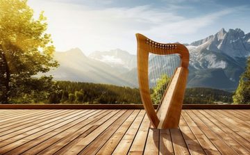 Classic Cantabile Konzertgitarre Keltische Harfe Set mit 12 Saiten, Metro-Tuner, Harfenschule, Notenständer, Tasche & 2 Stimmschlüssel, Celtic Harp aus Walnussholz- C-Dur gestimmt