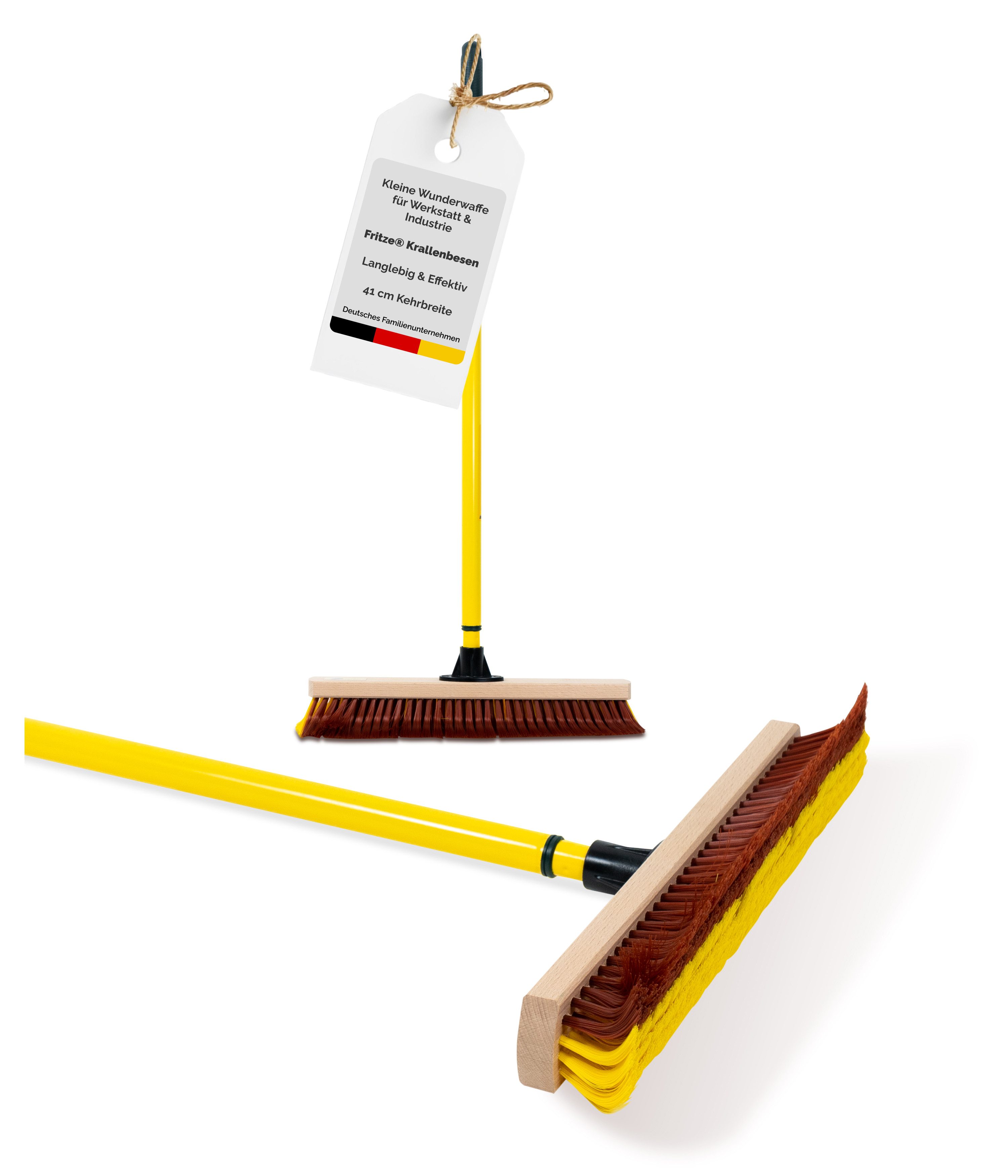 Fritze® Straßenbesen Krallenbesen Werkstatt & Industrie Premium 41 cm, Alle Indoorbereiche, (Besen inkl. Stiel), Innovativer Kehrbesen, edles Design, höchste Effektivität
