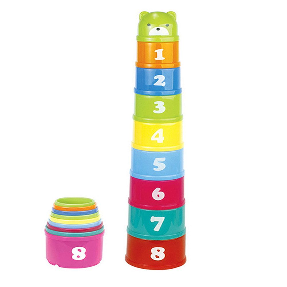 CLTYQ Stapelspielzeug Stapelbecher Spielzeug, Stapelturm mit 9 bechers, Baby Spielzeug, Stapelturm Baby, kinderspielzeug