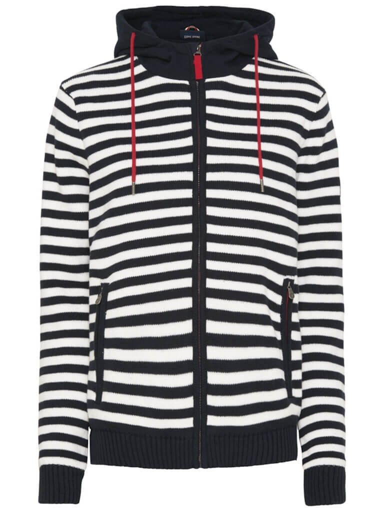 Sea Ranch Kapuzensweatjacke Damen Strickjacke Annelie mit Streifen - Gestreifte Kapuzenjacke Winddichtes Futter, Jersey-Kapuze mit Kordelzug, Reißverschluss