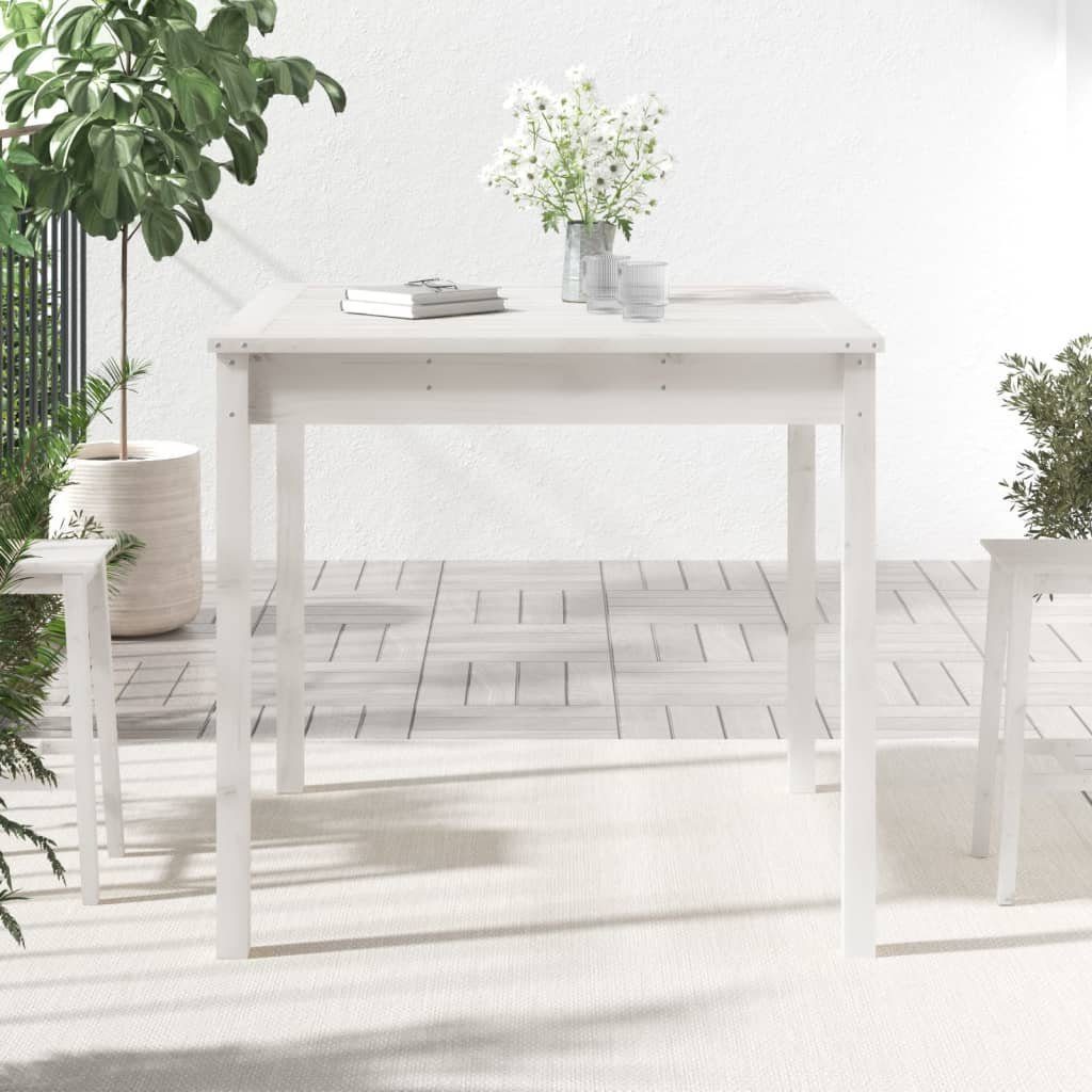vidaXL Gartentisch 825 x 825 x 76 cm Gartentisch Weiß 82,5x82,5x76 cm Massivholz Kiefer