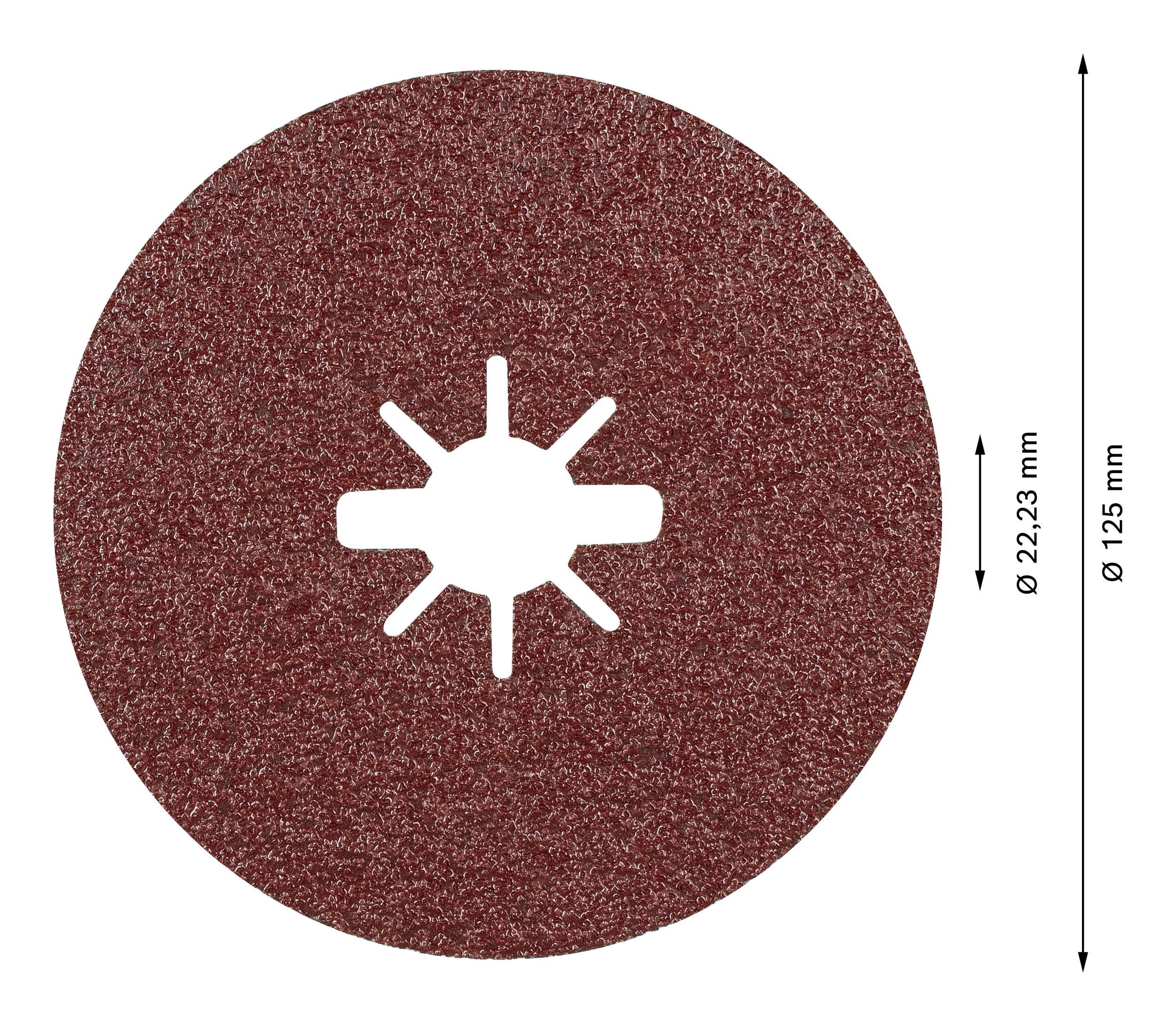BOSCH Schleifscheibe Expert R781 Ceramic 60 X-LOCK, kleine Fiberscheibe, G 22,23 Prisma für mm, Winkelschleifer 125 mm