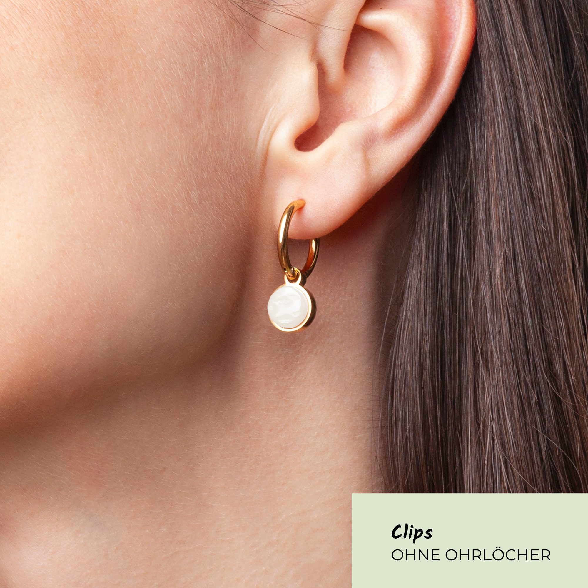 ALEXASCHA Paar Ohrclips Clip Creolen mit Einhänger • Mix & Match Ohrringe ohne Ohrloch • 18mm