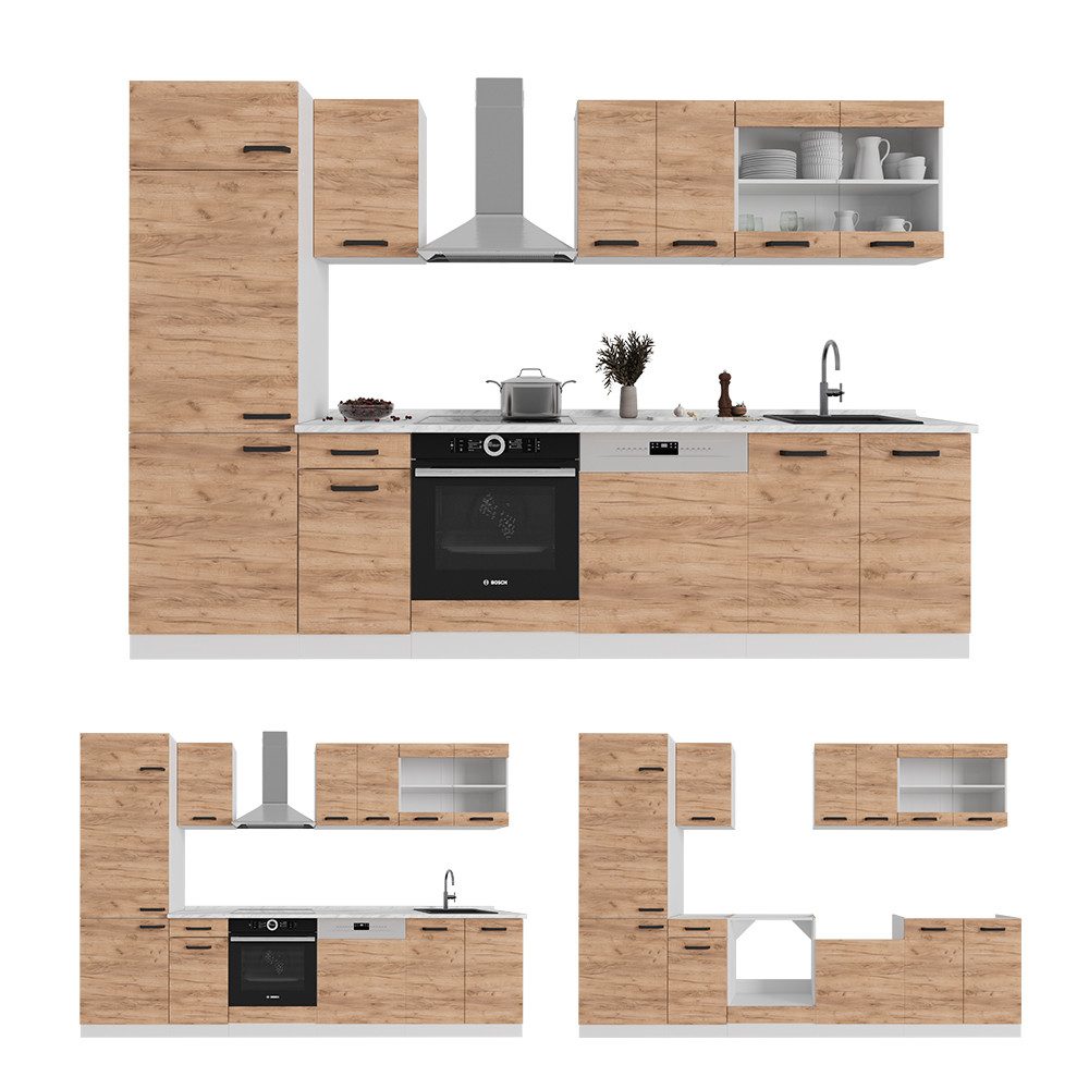 Vicco Unterschrank R-Line, Weiß Landhaus/Goldkraft Eiche, günstig online kaufen