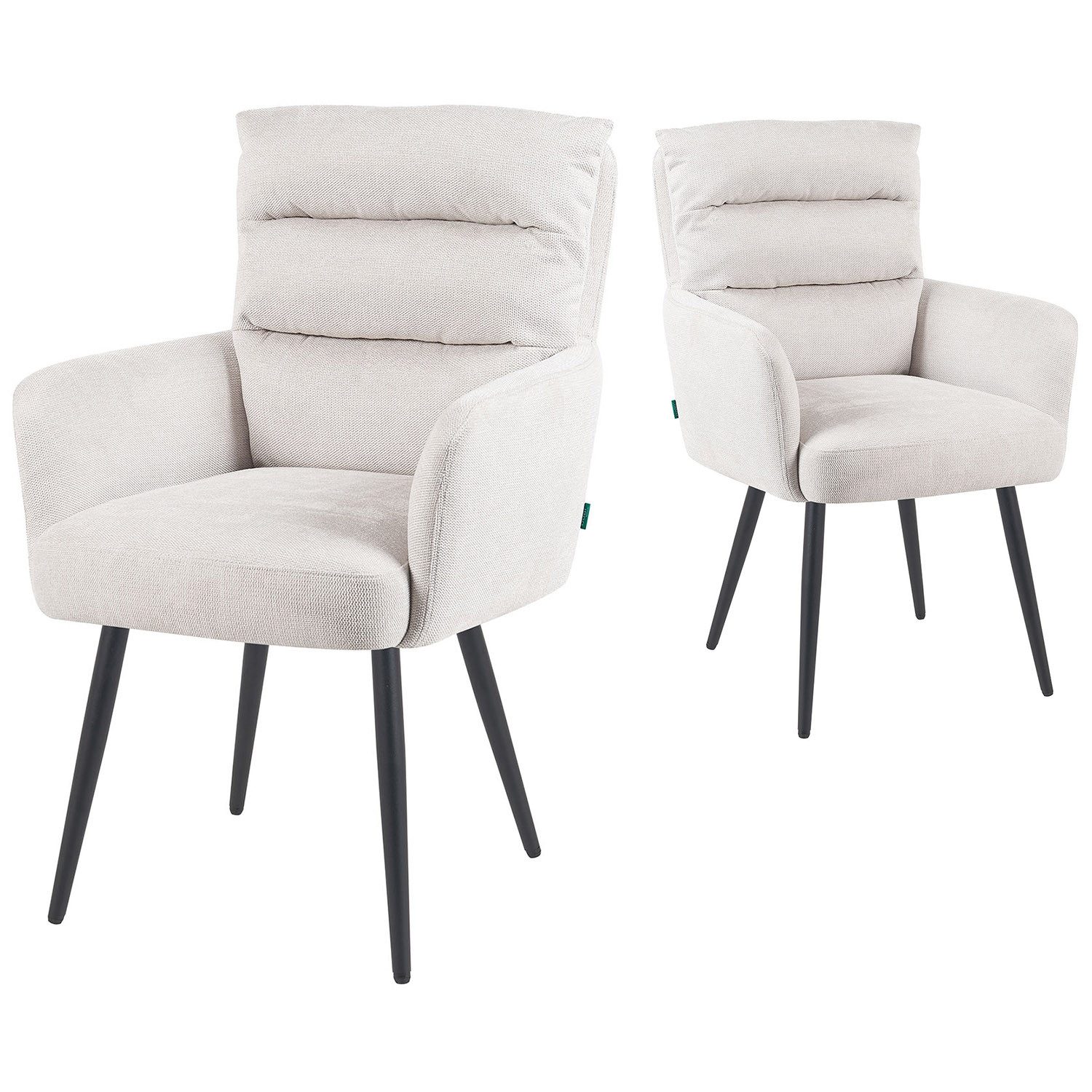 DUBI Möbel Polsterstuhl Mika-Alva, Federkernpolsterung, pulverbeschichtet im 2er-Set