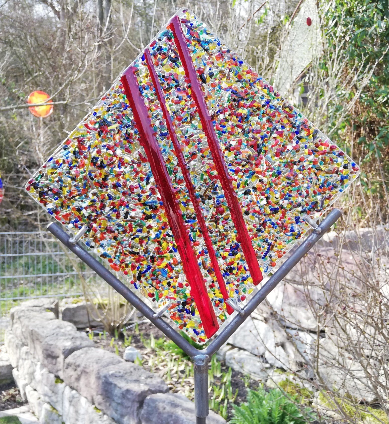 GlasStadl Die Glas Fusing Manufaktur Gartenstecker Garten Stele Farbentraum 25