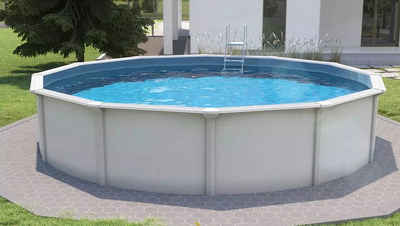 Steinbach Pool Achteckpool Stahlwand Swimming Pool Set "Nuovo de Luxe" Ø 550 x 120 cm, winterfeste Innenfolie