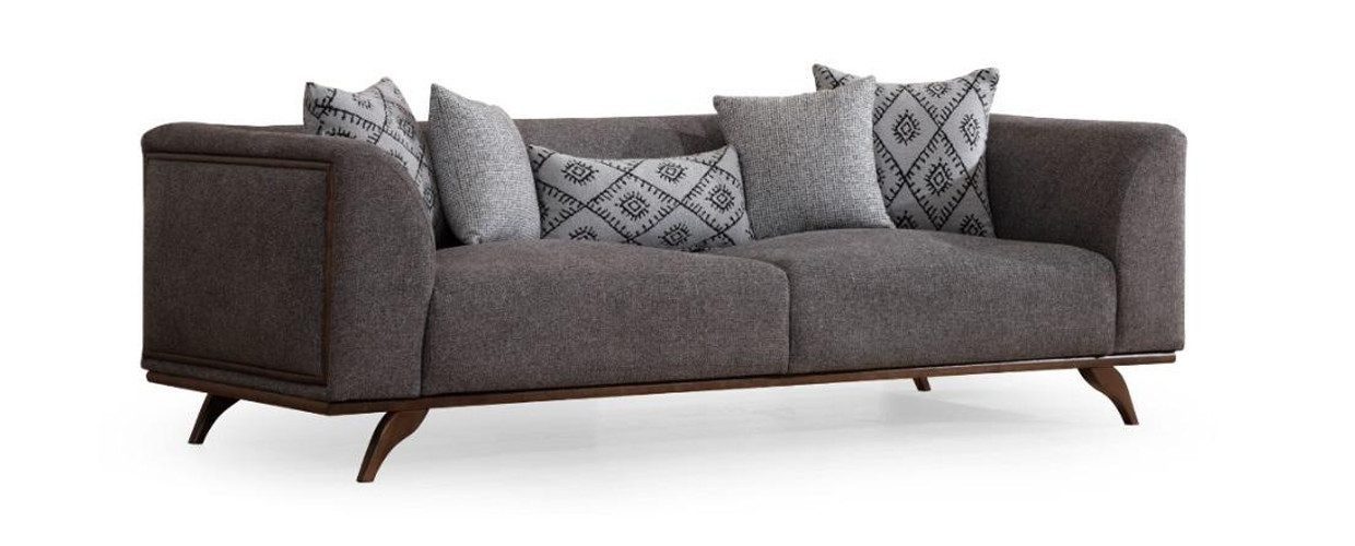 3-Sitzer Stilvolles 3-Sitzer Sofa mit modernem Holzgestell im Wohnzimmer