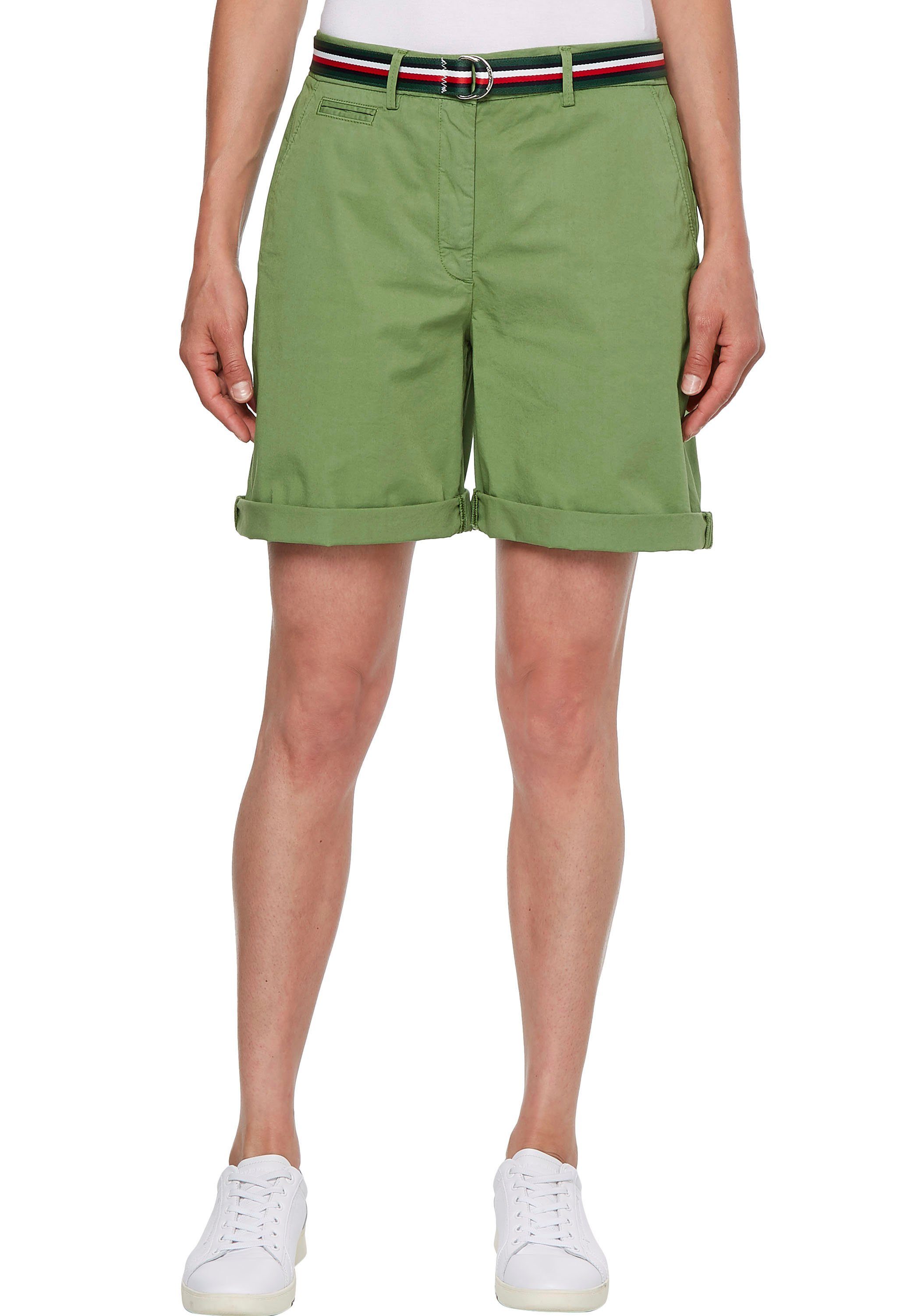 Tommy Hilfiger Shorts »CO TENCEL SLIM SHORT« mit kontrastfarbenen Gürtel  online kaufen | OTTO