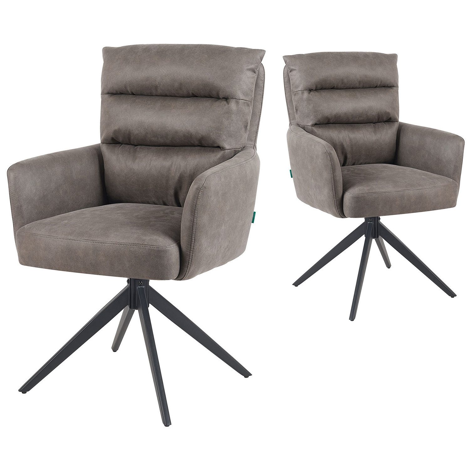 DUBI Möbel Drehstuhl Mika-Alva 2er-Set, Federkern, pulverbeschichtet, 360° drehbar im 2er-Set