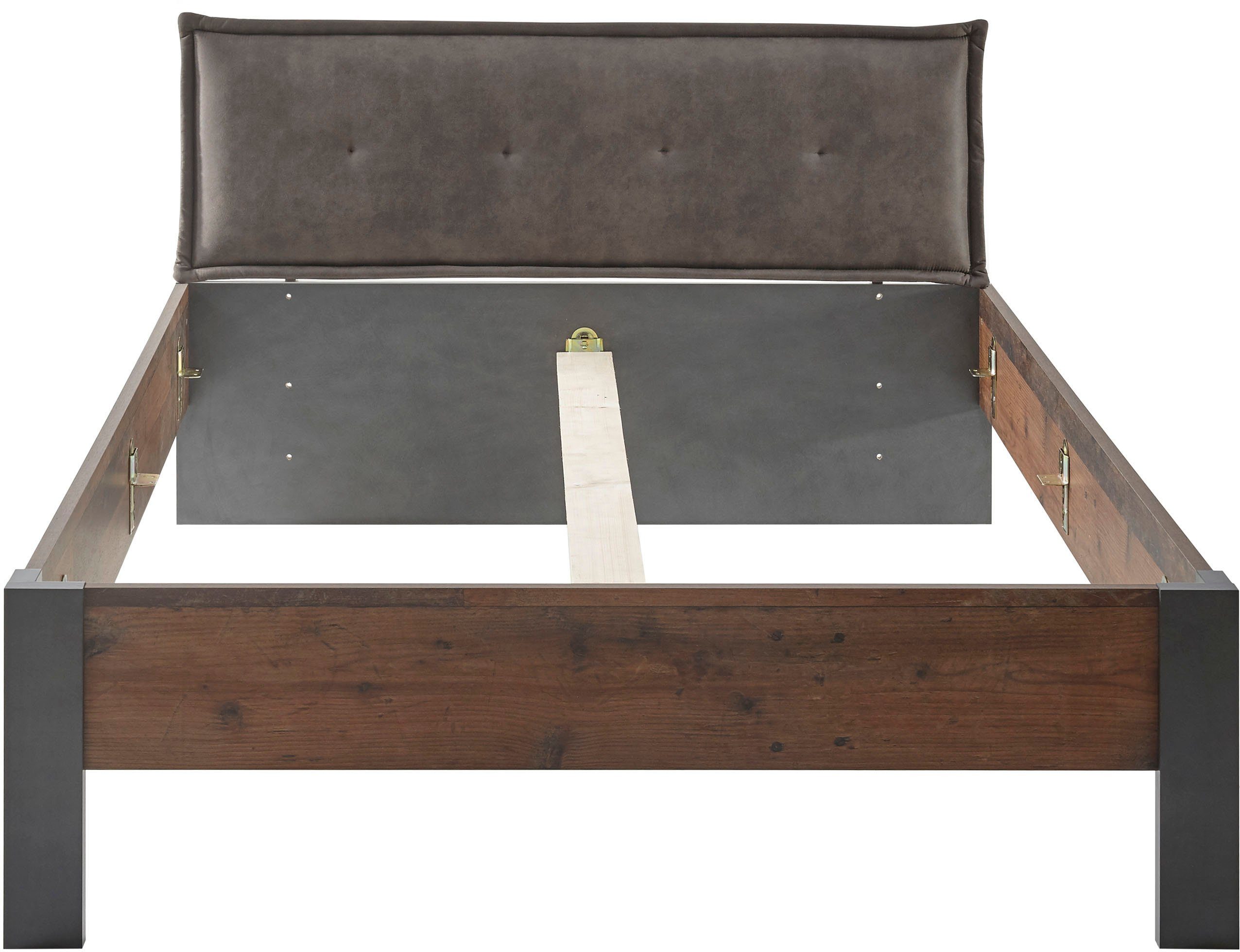 Home affaire Schlafzimmer-Set BROOKLYN, (Set, 4-tlg., mit Polsterkopfteil, Nachtkommode, Kleiderschrank 3 trg., Kommode)