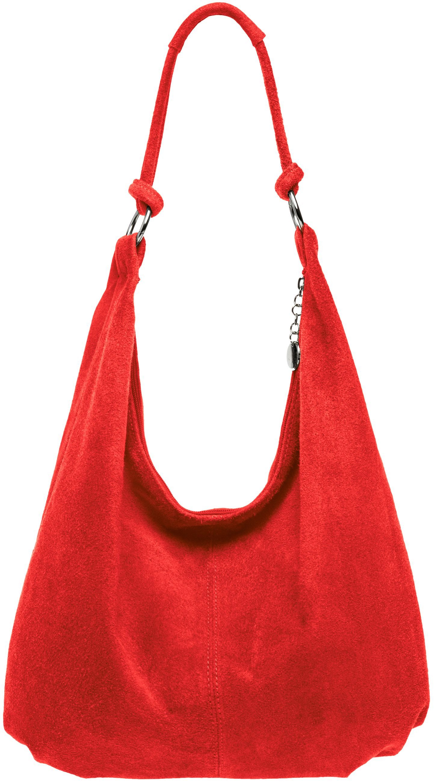 Caspar Schultertasche Damen Vintage Leder Tasche Hobo Bag - CLASSIC LINE - Modell No.617, 100% italienisches Veloursleder, samtig weich, angenehmer Tragekomfort