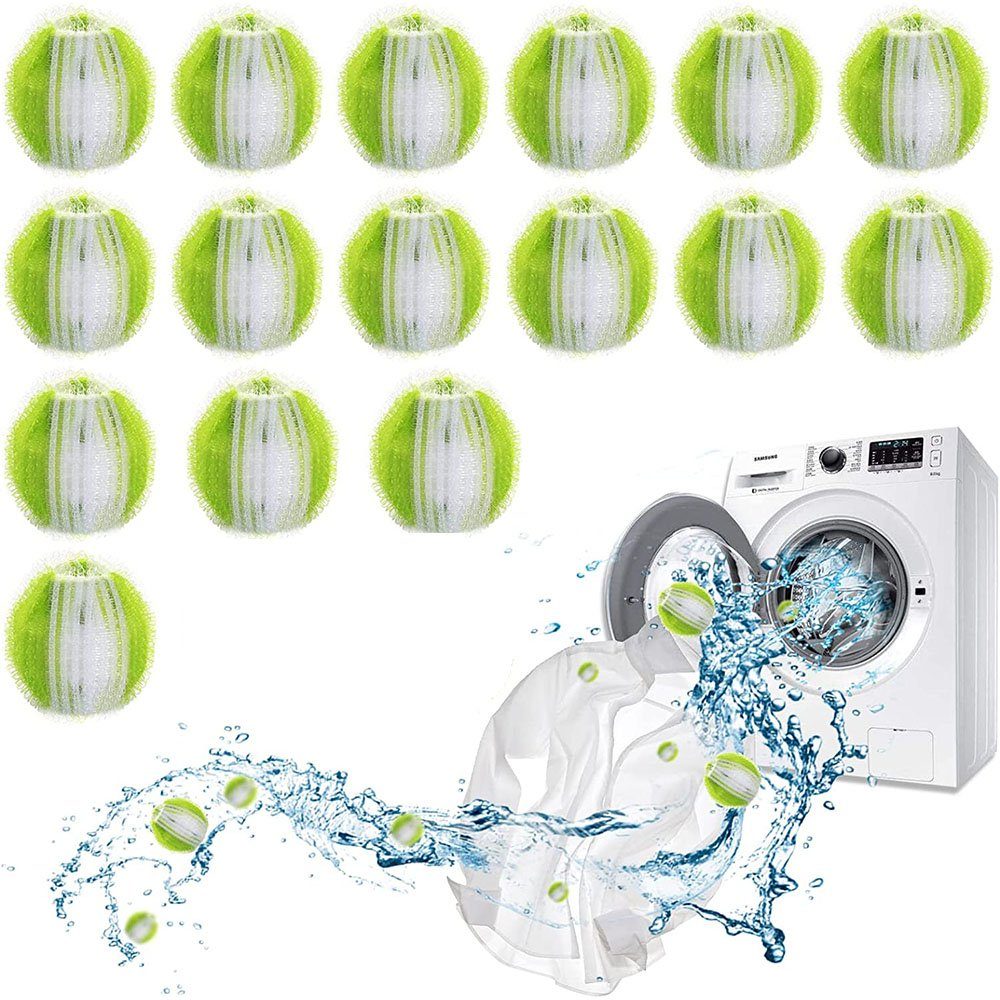NUODWELL Wäschekugel 16 Stücke Tierhaarentferner , Tierhaarentferner Waschmaschine Senfgrün-Weiß