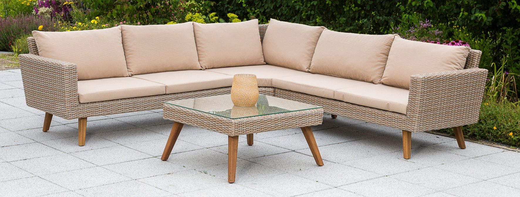 MERXX Loungeset »Pamplona«, 15 tlg., Eckbank, Tisch 70x70 cm pmerxx loungeset veneto 8 tlg eckbank