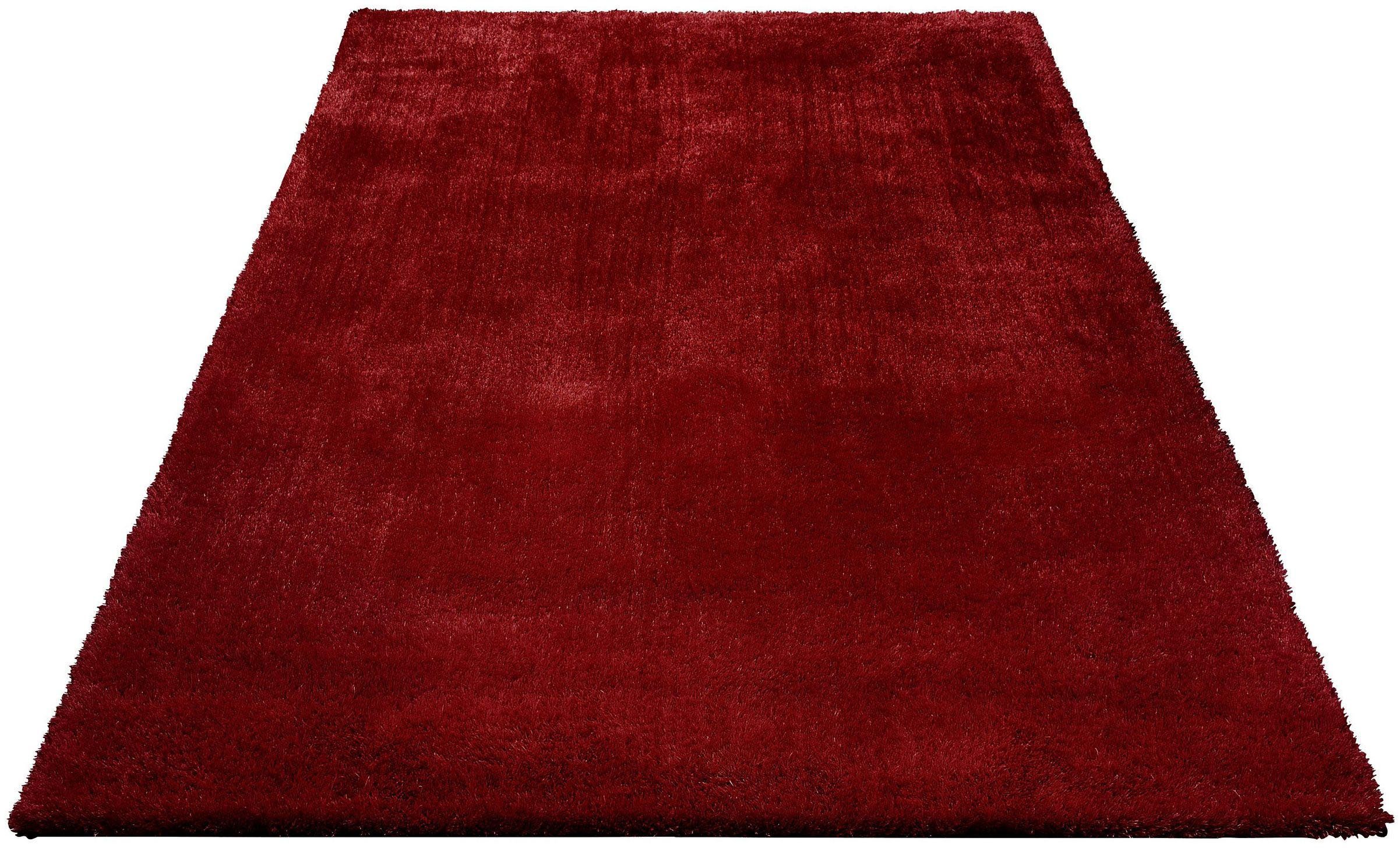 affaire, Höhe: Schlafzimmer rechteckig, Wohnzimmer, rot flauschig, 25 Mikrofaser mm, Home Hochflor-Teppich Deman, Uni-Farben, Teppiche,