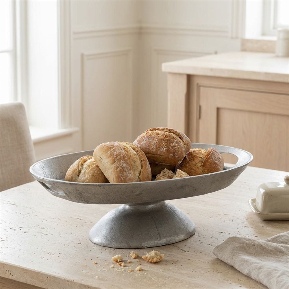 Antikas Wanddekoobjekt Etagere, 1 Etage, Oval, Aluminium, Tablett, Chabby Chic