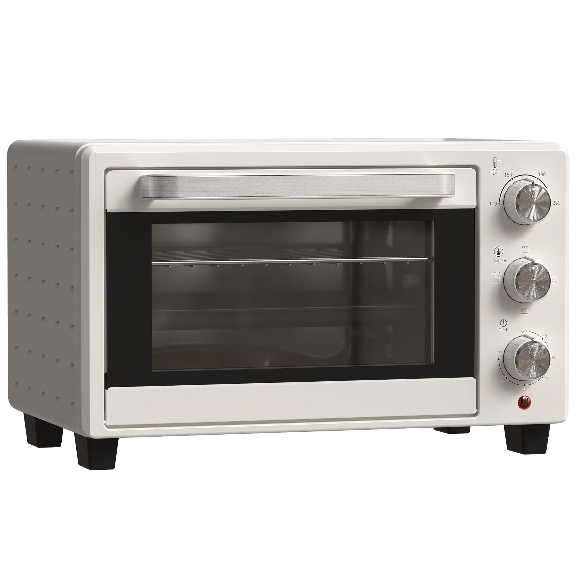 Rutaqian Minibackofen Minibackofen, Backofen 21 L Тостерыofen,3 Kochmodi, 100 -230 °C, mit 1 Drahtgestell und 1 Backblech, Edelstahl, Glas, Cremeweiß