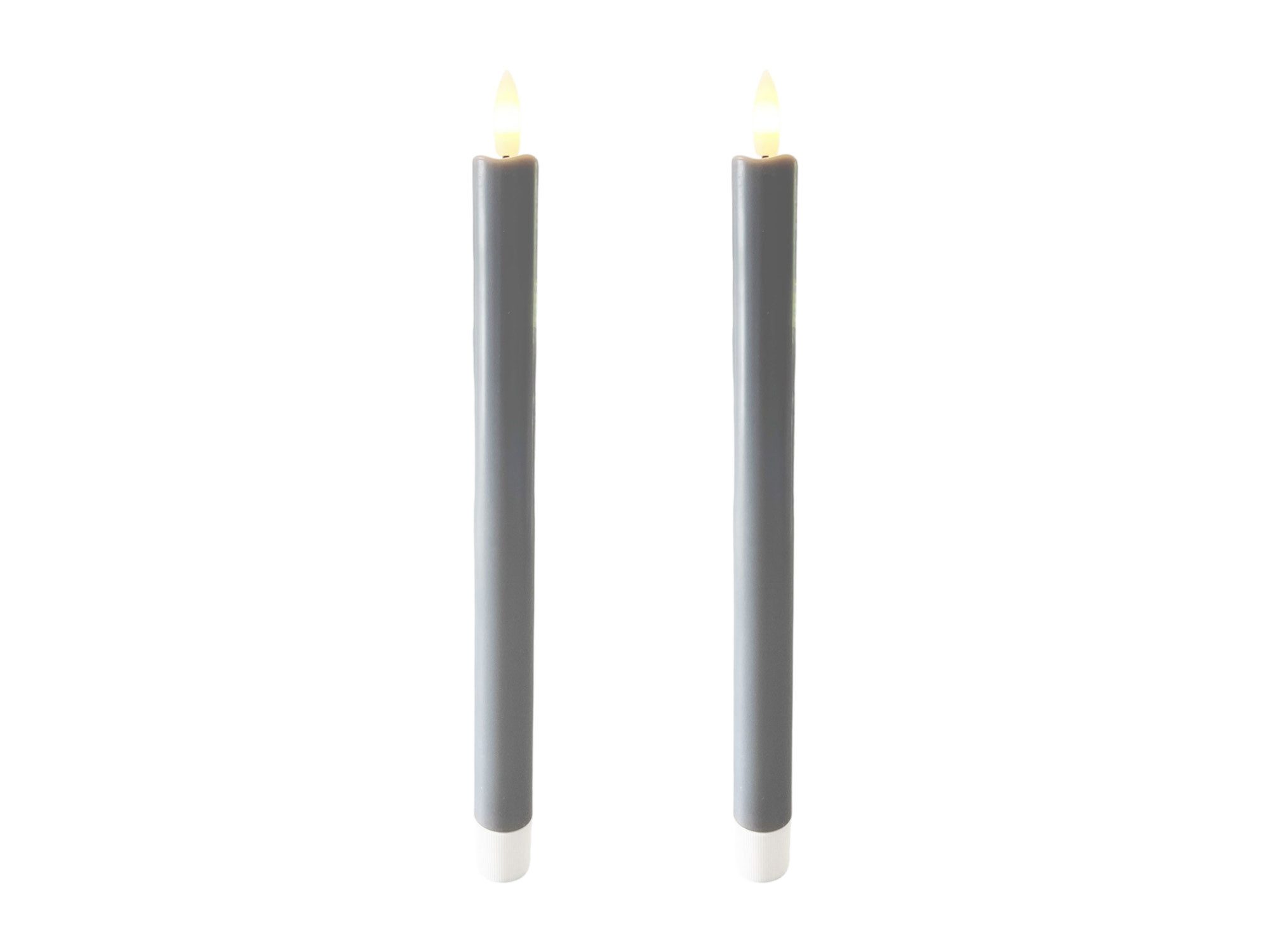 Coen Bakker Deco BV LED-Kerze (Set, 2-tlg), Stabkerzen grau 3D Flamme warmweiß 24cm