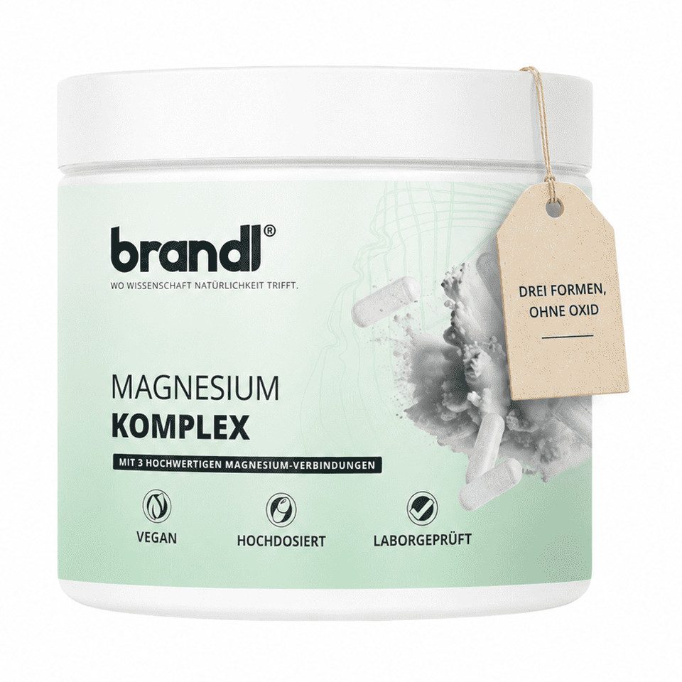 Brandl Nutrition Magnesium-Komplex aus Citrat, Malat & Bisglycinat - ideal für Sportler Kapseln, Hochdosierte Kapseln mit 375 mg, unabhängig laborgeprüft