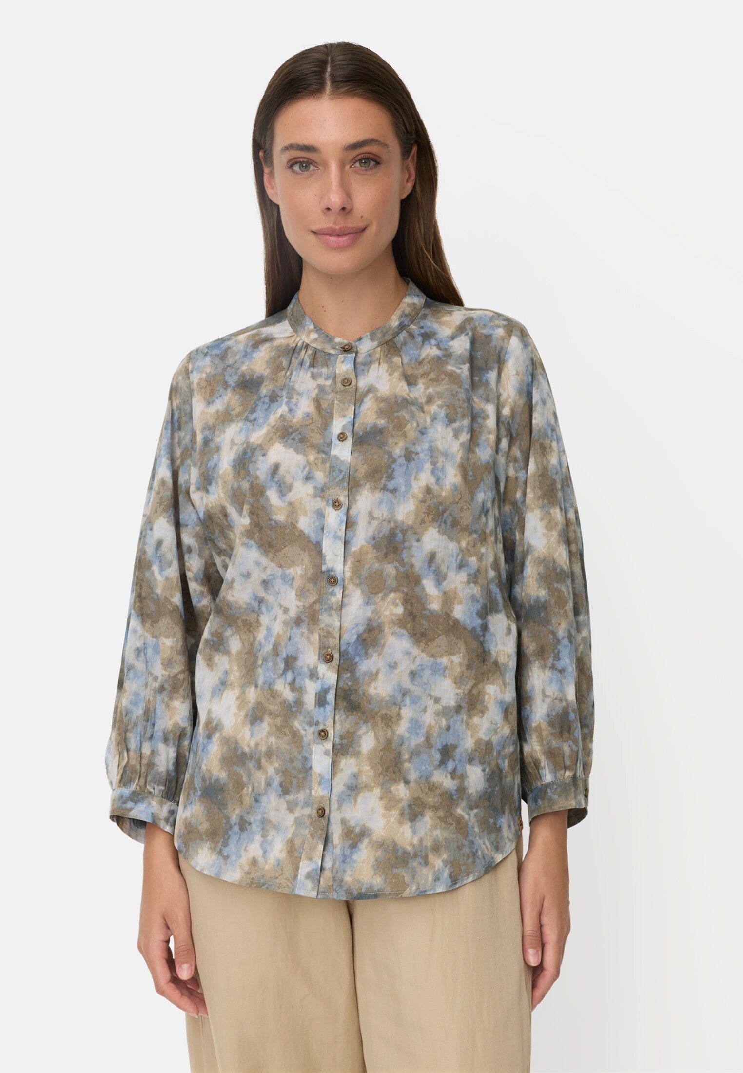 camel active Hemdbluse mit Raglanärmeln Langarm Allover Print