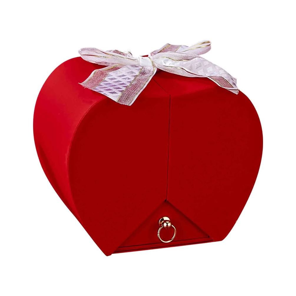 Kunstblume Echte Rose mit vierblättrigem Kleeblatt Kette Box in Rot, Tidy