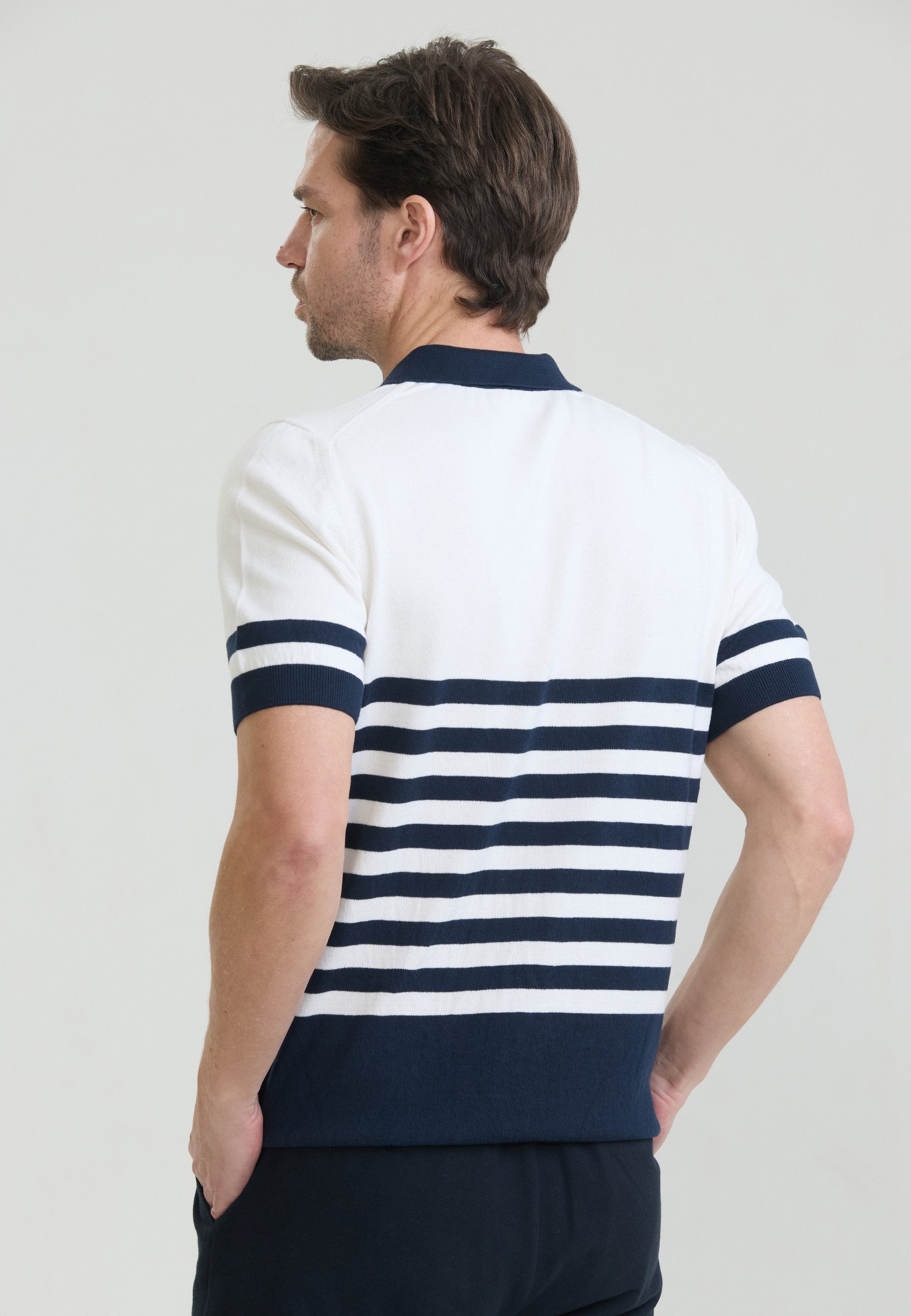 Felix Hardy Poloshirt Gestreiftes Strick-Poloshirt Kurzarm – Bild 3 von 3