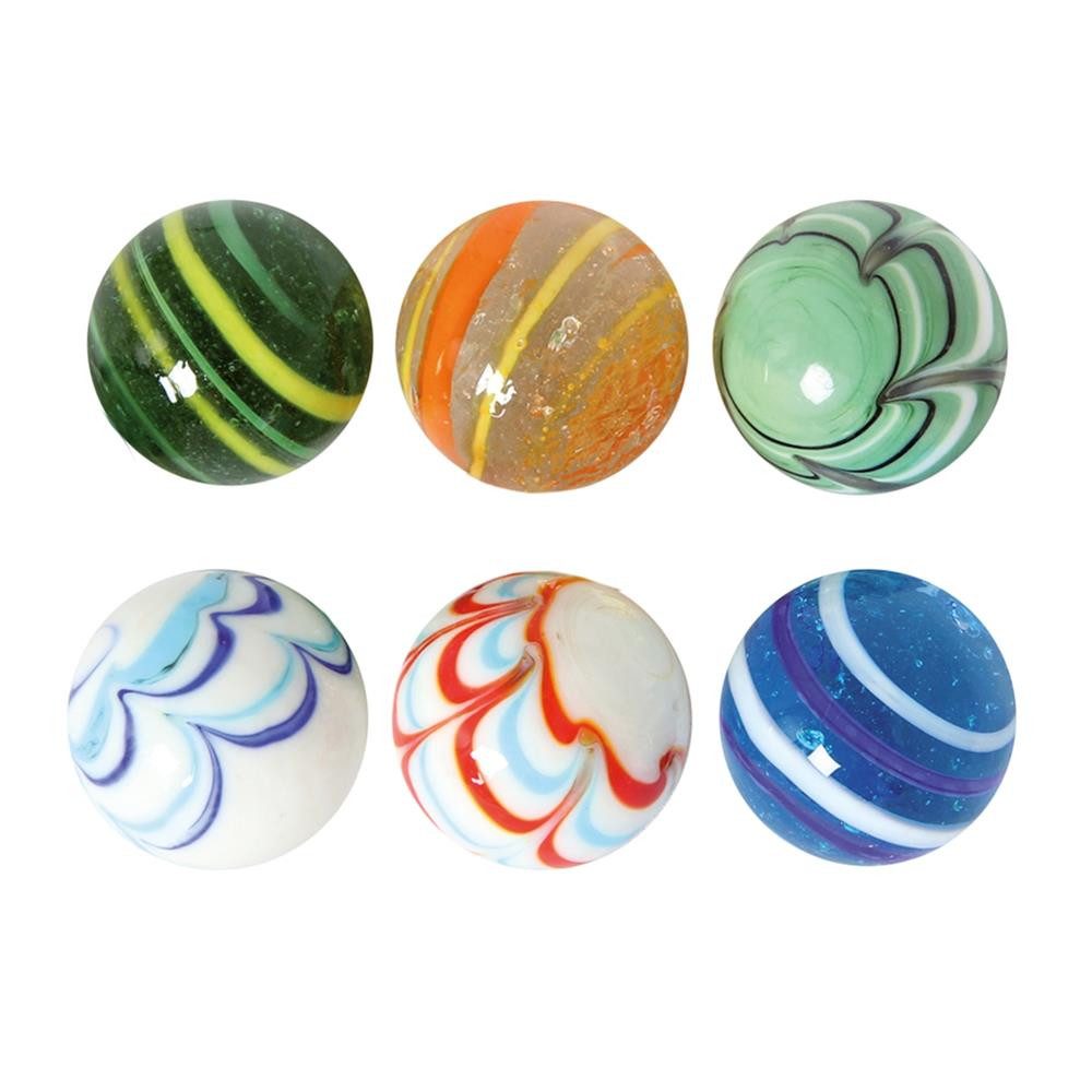 Bartl Spiel Glas Murmeln Streifenmix 30 mm 6 Stück, Deko Glaskugeln