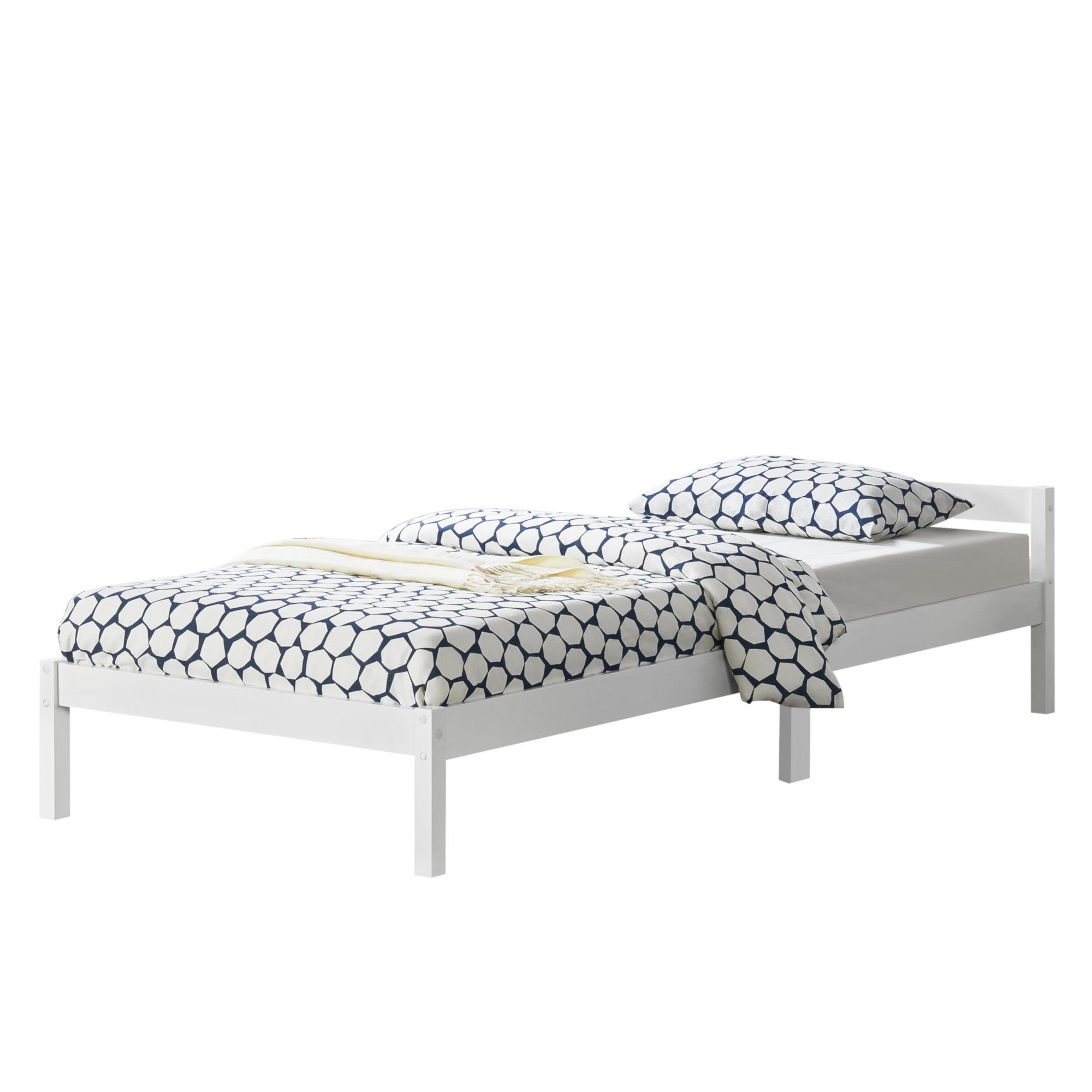 en.casa Holzbett, »Nakkila« Bett 120x200cm Kiefernholz Weiß