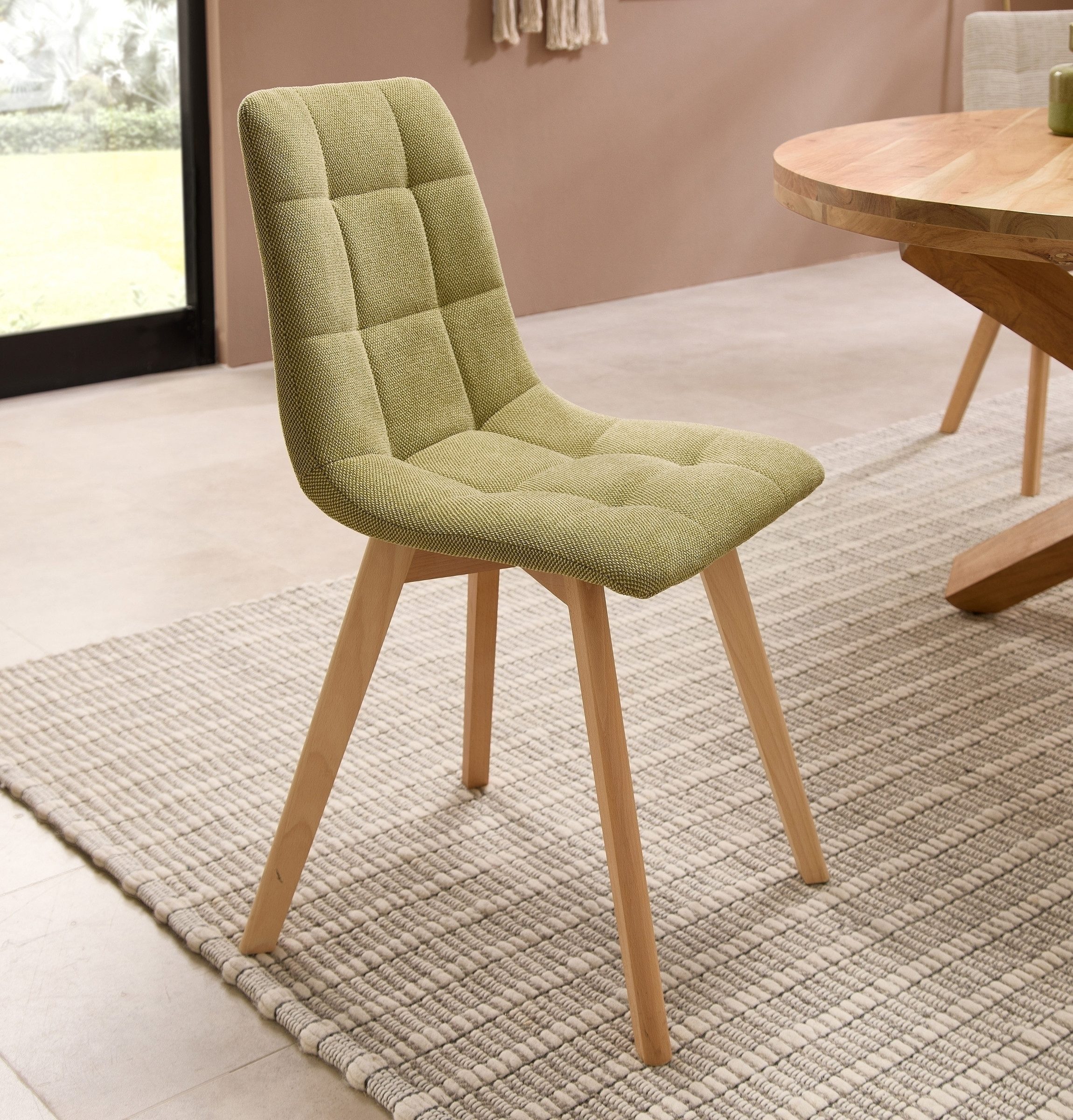 PREISBRECHER 4-Fußstuhl Belana (2er Set), (2er Set) in grün, Buche - 55x89x46 (BxHxT)