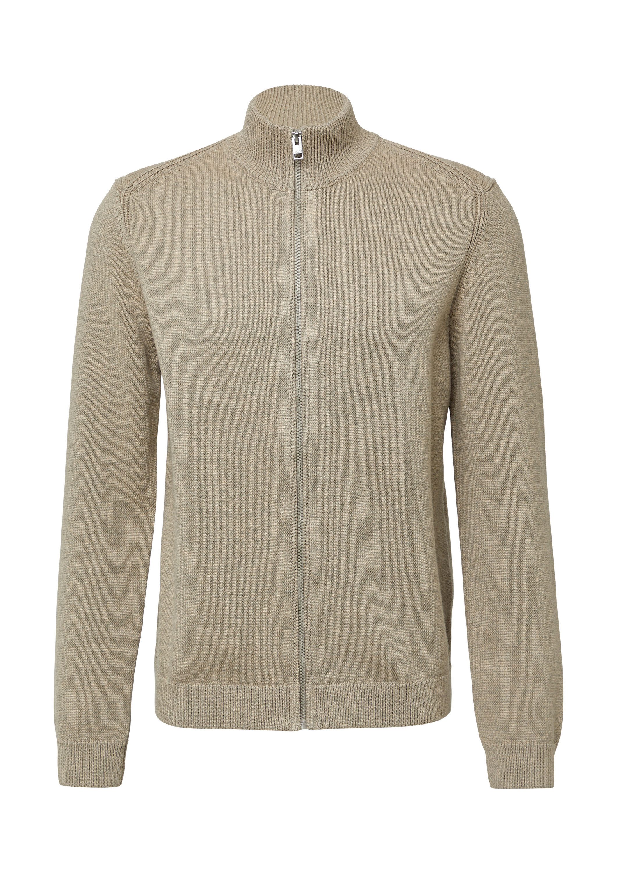 s.Oliver Cardigan Strickjacke Baumwoll-Strickjacke mit Stehkragen und Logo- günstig online kaufen