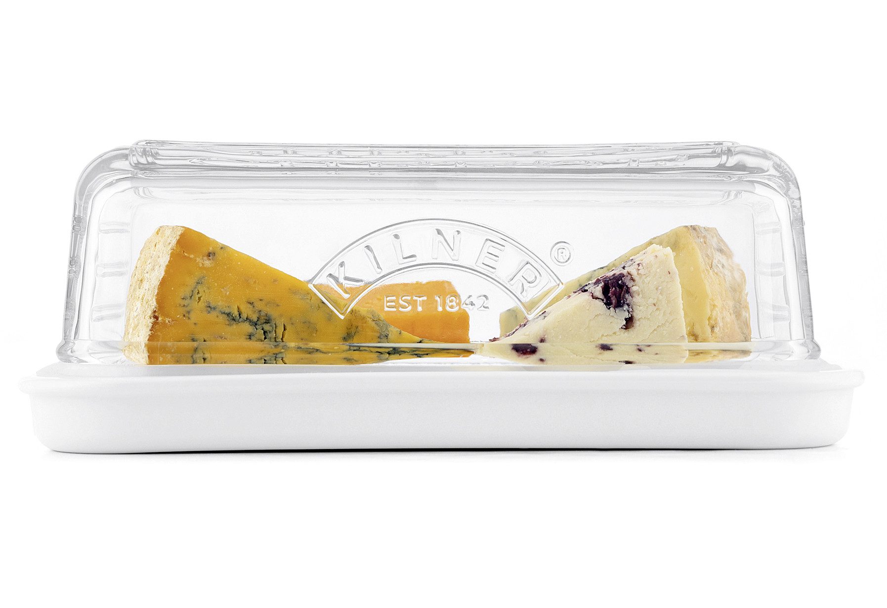 KILNER Frischhaltedose, Glas Keramik Silikon, Elegante Käseaufbewahrung mit Glasdeckel