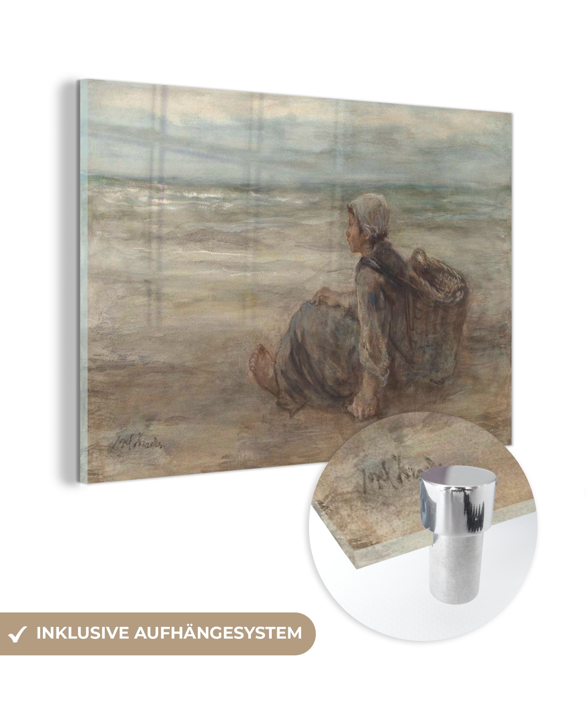 MuchoWow Acrylglasbild Fischermädchen am Strand - Gemälde von Jozef Israëls, (1 St), Acrylglasbilder Wohnzimmer & Schlafzimmer | Bilder