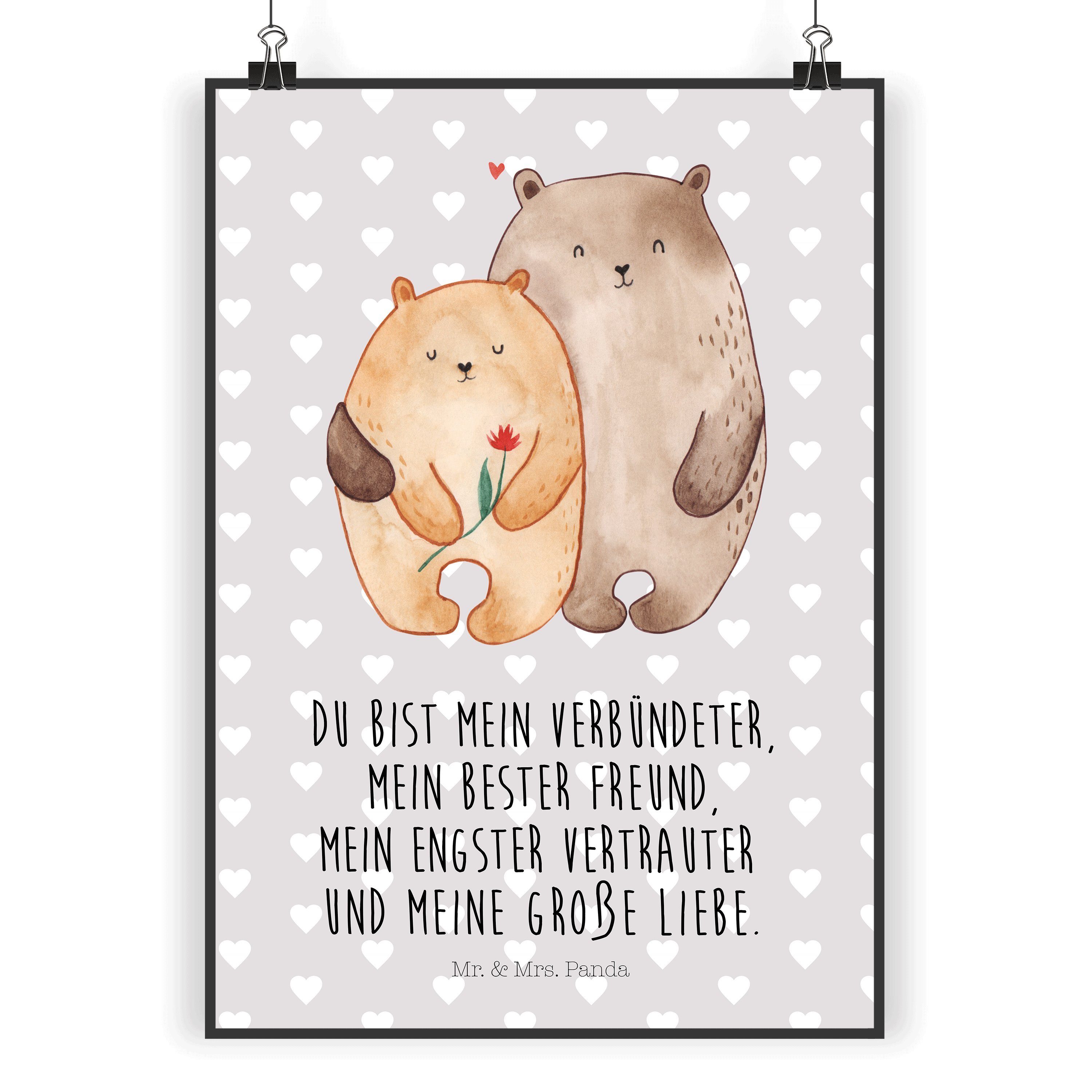 Mr. & Mrs. Panda Poster »Bären Liebe Grau Pastell Jahrestag, Bild