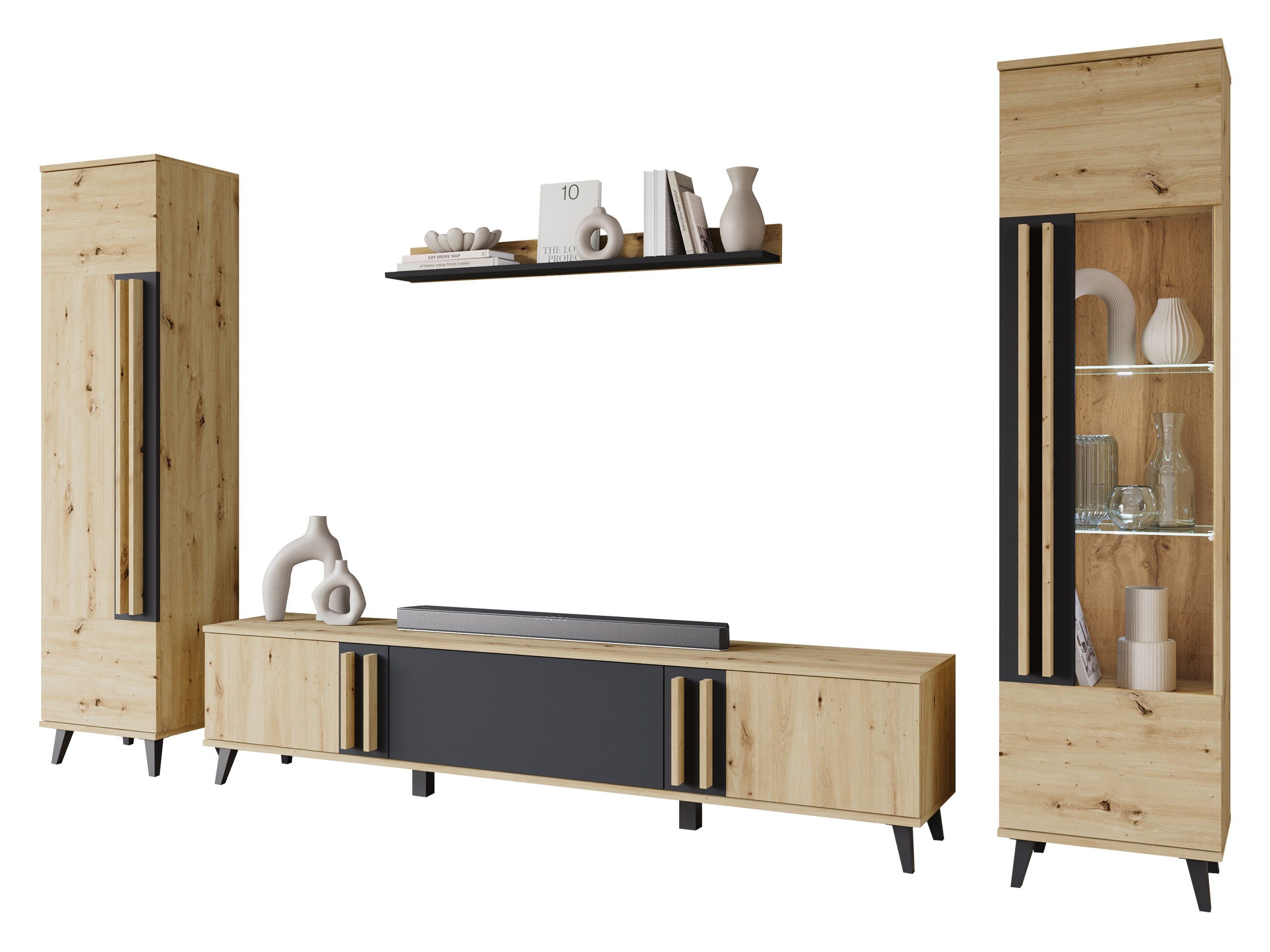 MIRJAN24 Wohnwand Helsinki II, (4er-Set, Vitrine, günstig online kaufen