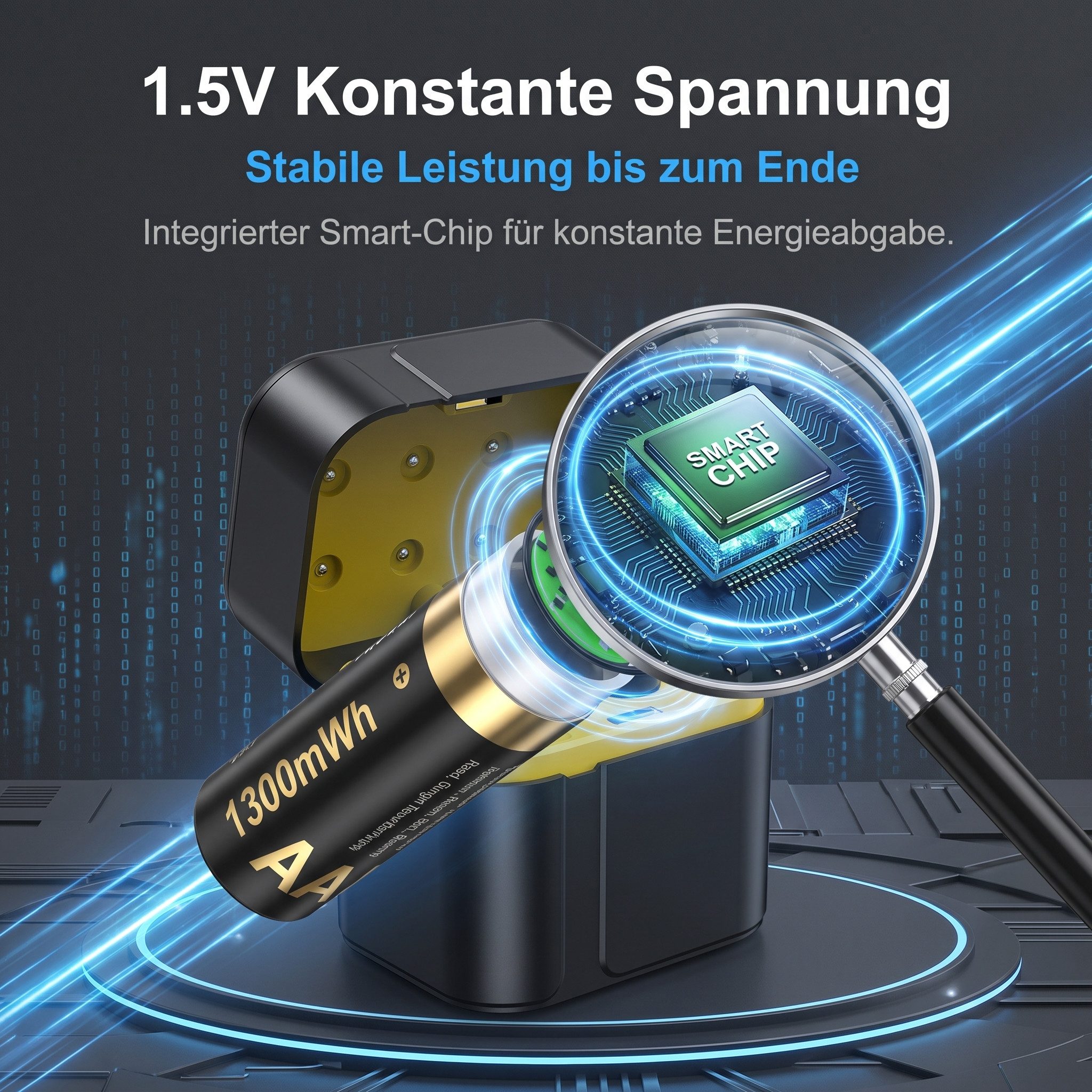 AIMAX AAA Akku wiederaufladbar 1,5V Lithium 8er Set mit Ladegerät Batterie, 8er Set mit Ladegerät & Aufbewahrungsbox