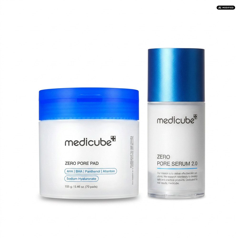 Medicube Gesichtsreinigungstuch Medicube Zero Pore Pad und Serum Pflege Duo, Porenpflegendes Duo für verfeinertes Hautbild
