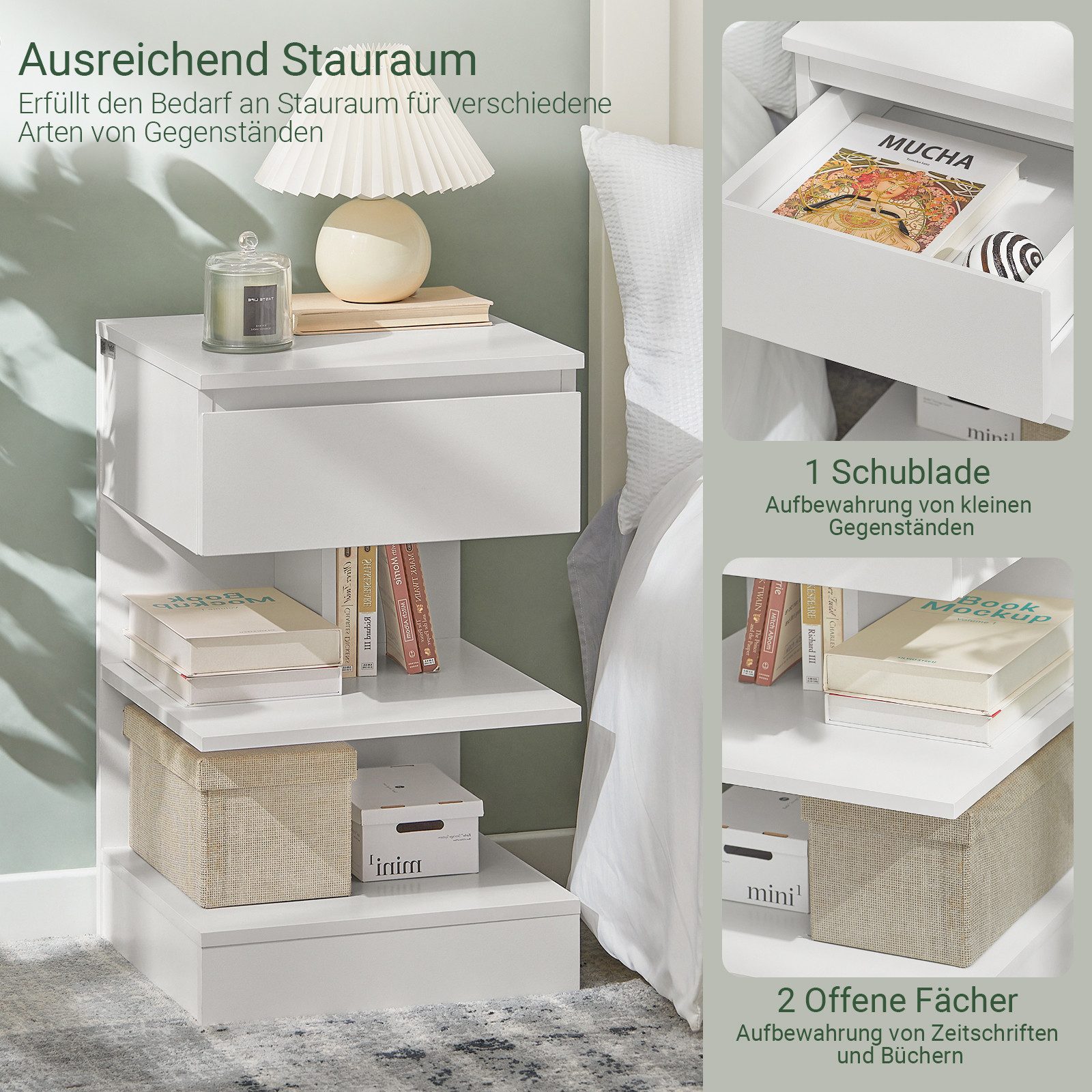 SoBuy Nachttisch FBT49, (1-St), Beistelltisch mit Schublade, Nachtschrank, günstig online kaufen