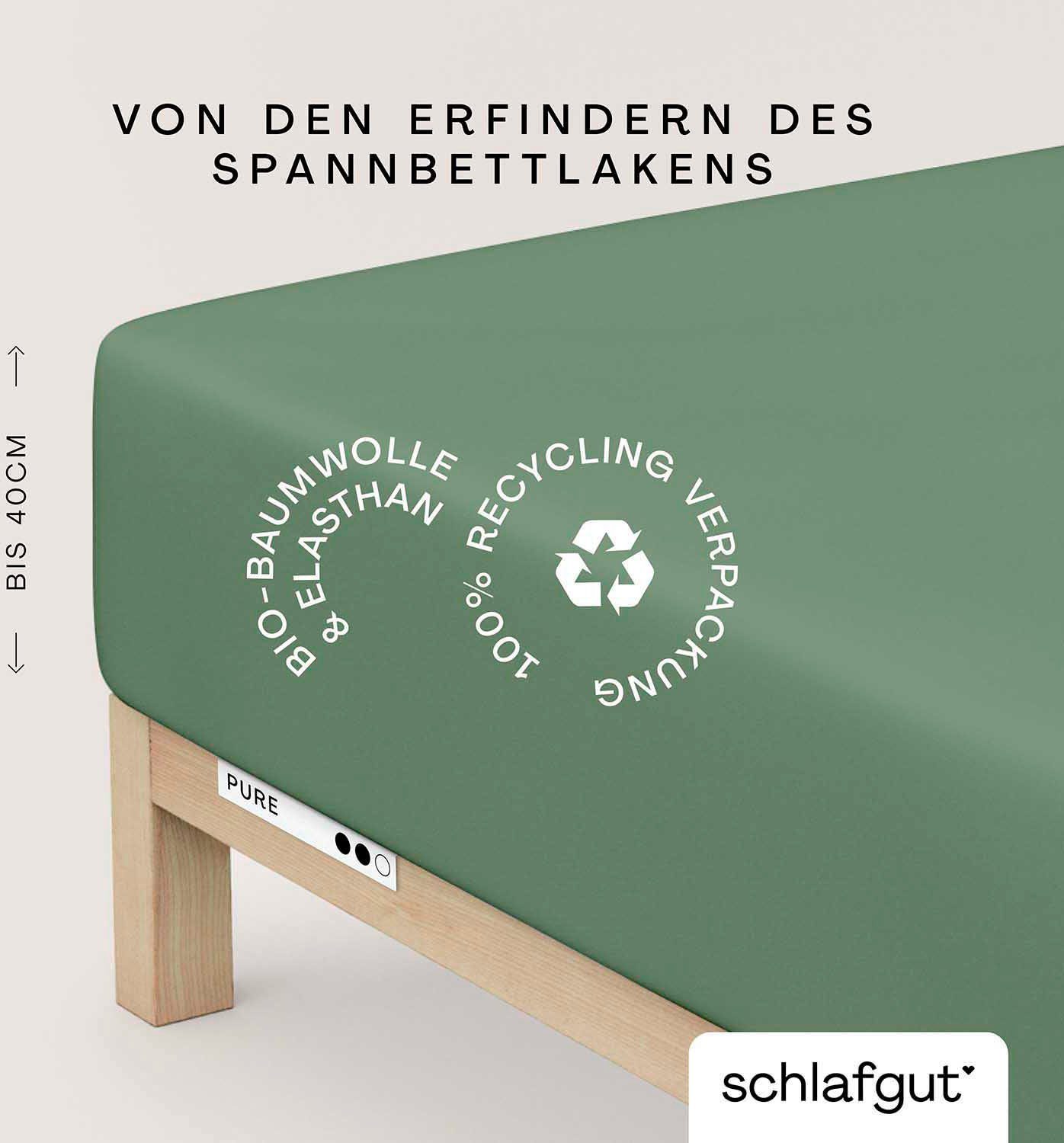 Schlafgut Spannbettlaken PURE BOXSPRING Bio-Baumwolle mit Elasthan, 170 g/m², Bettlaken, Jersey-Elasthan, Gummizug: rundum, (1 Stück), PREMIUM Boxspringbett Laken bis 40 cm Höhe, dehnbar blickdicht, straff
