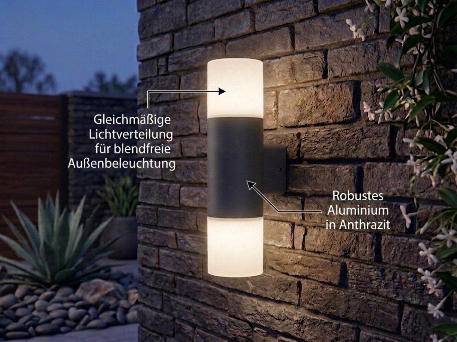 TRIO Leuchten LED Außen-Wandleuchte Up and Down in Anthrazit, Höhe 33cm, LED wechselbar, Warmweiß, Außenleuchte, Terrassenleuchte, moderne Fassadenbeleuchtung Haus-Wand