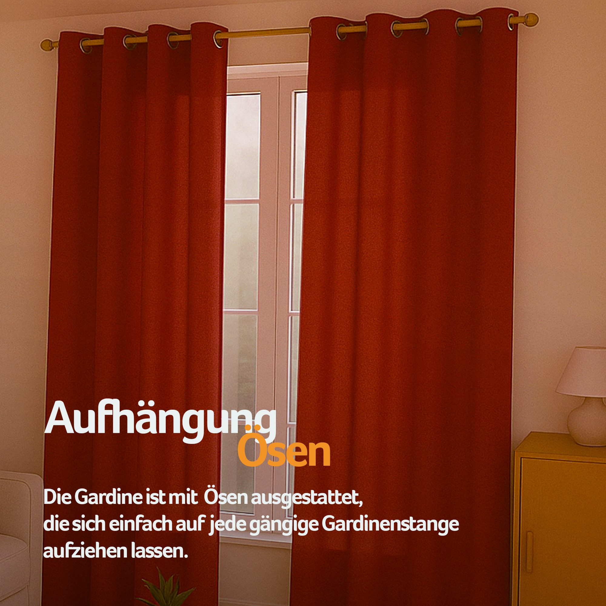 Bestlivings Gardine "Ellen" mit Ösen (2 St), Ösen, blickdicht, Polyester, matter Stoff, einfarbig, waschbar bei 30°C, bügelleicht, formstabil