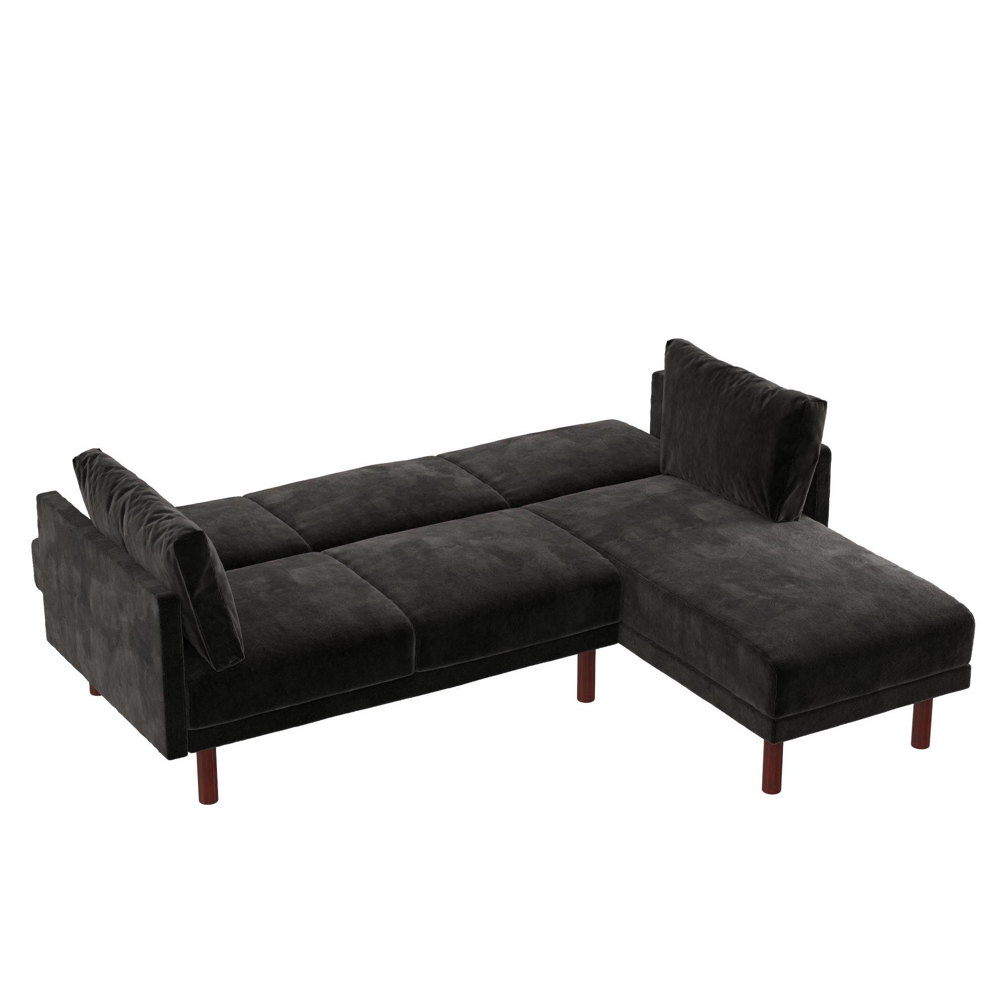 loft24 Schlafsofa cm Samtoptik, Relaxfunktion, mit 204,5 Breite in schwarz Bezug Clair