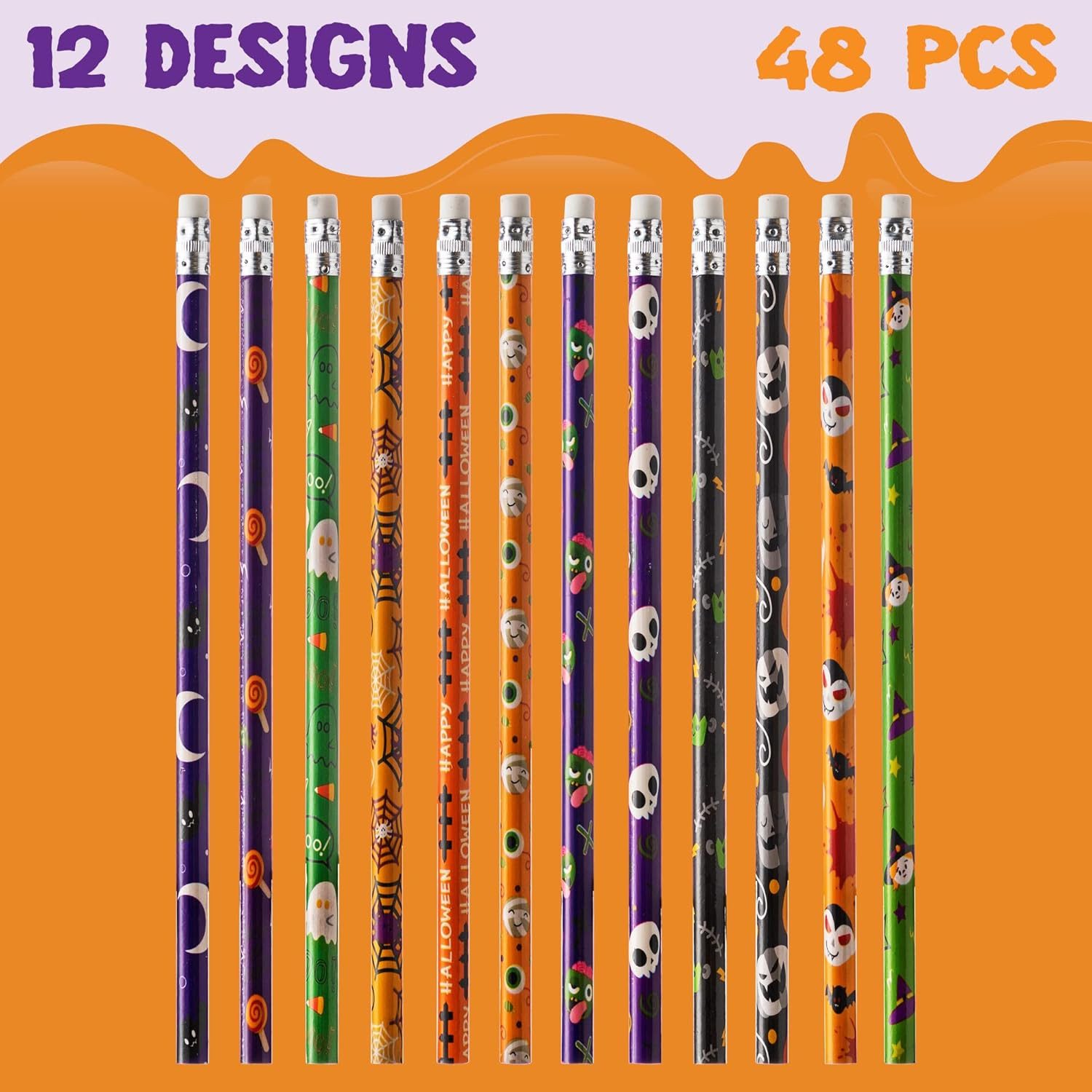 JOYIN Bleistift JOYIN 96-tlg. Halloween Set: 48 Bleistifte + 48 Lesezeichen – Bild 3 von 5