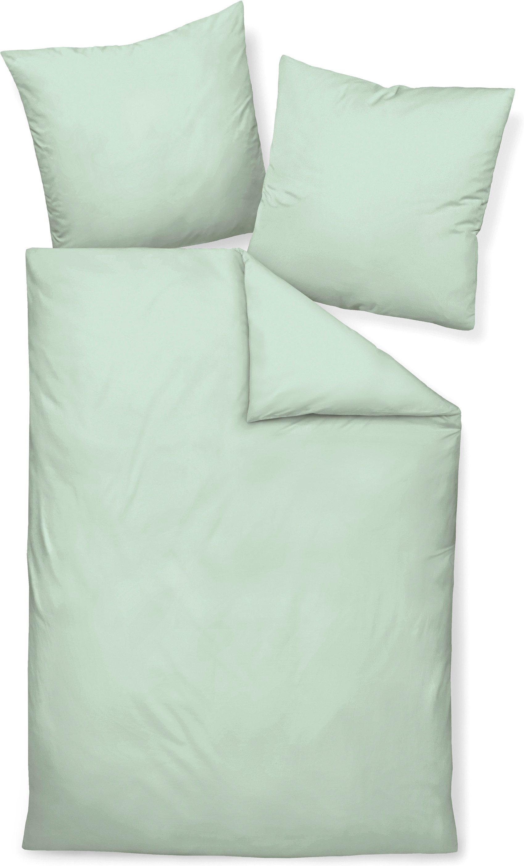 Janine Bettwäsche Colors, Mako-Satin, 2 teilig, feinfädige uni Bettwäsche für alle Jahreszeiten, Markenreißverschluss