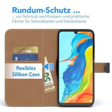 EAZY CASE Handyhülle Uni Bookstyle für Huawei P30 Lite 6,15 Zoll, Schutzhülle mit Standfunktion Kartenfach Handytasche aufklappbar Etui