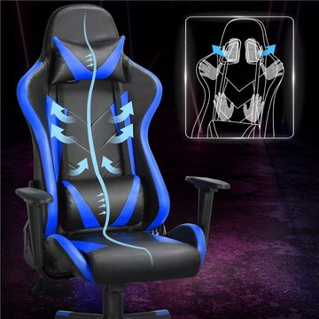 Yaheetech Gaming-Stuhl, Ergonomisches Design mit Kopfstütze und Lendenkissen