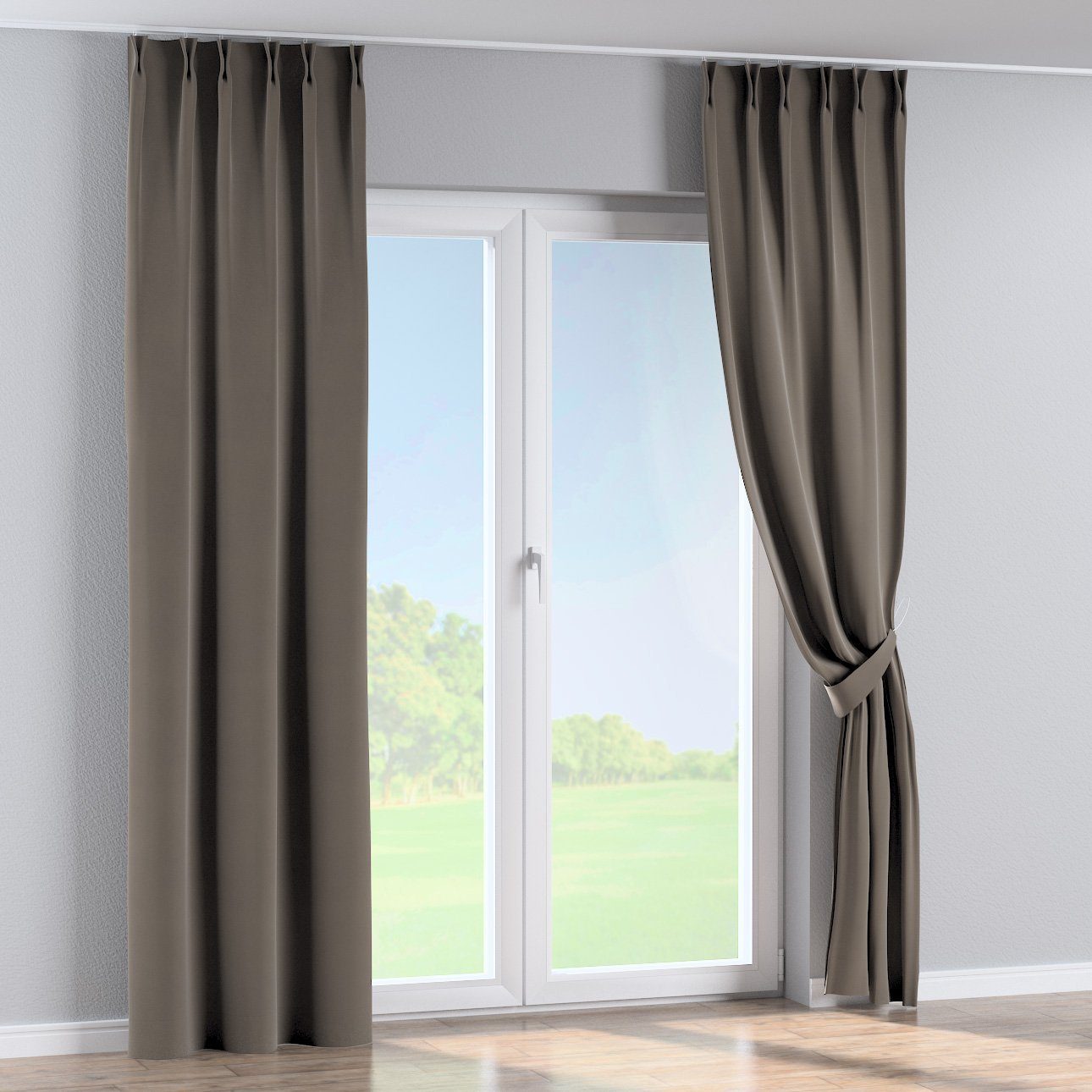 Falten Vorhang flämischen Vorhang grau-beige 70x100 Dekoria Velvet, mit 2-er cm,
